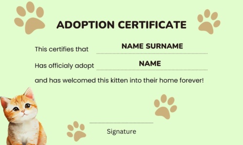 Free Printable Adoption Certificate Templates [PDF] Pet, Animal