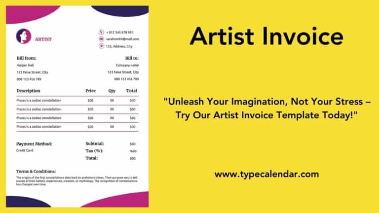 Free Printable Artist Invoice Templates [PDF, Word, Excel] Example
