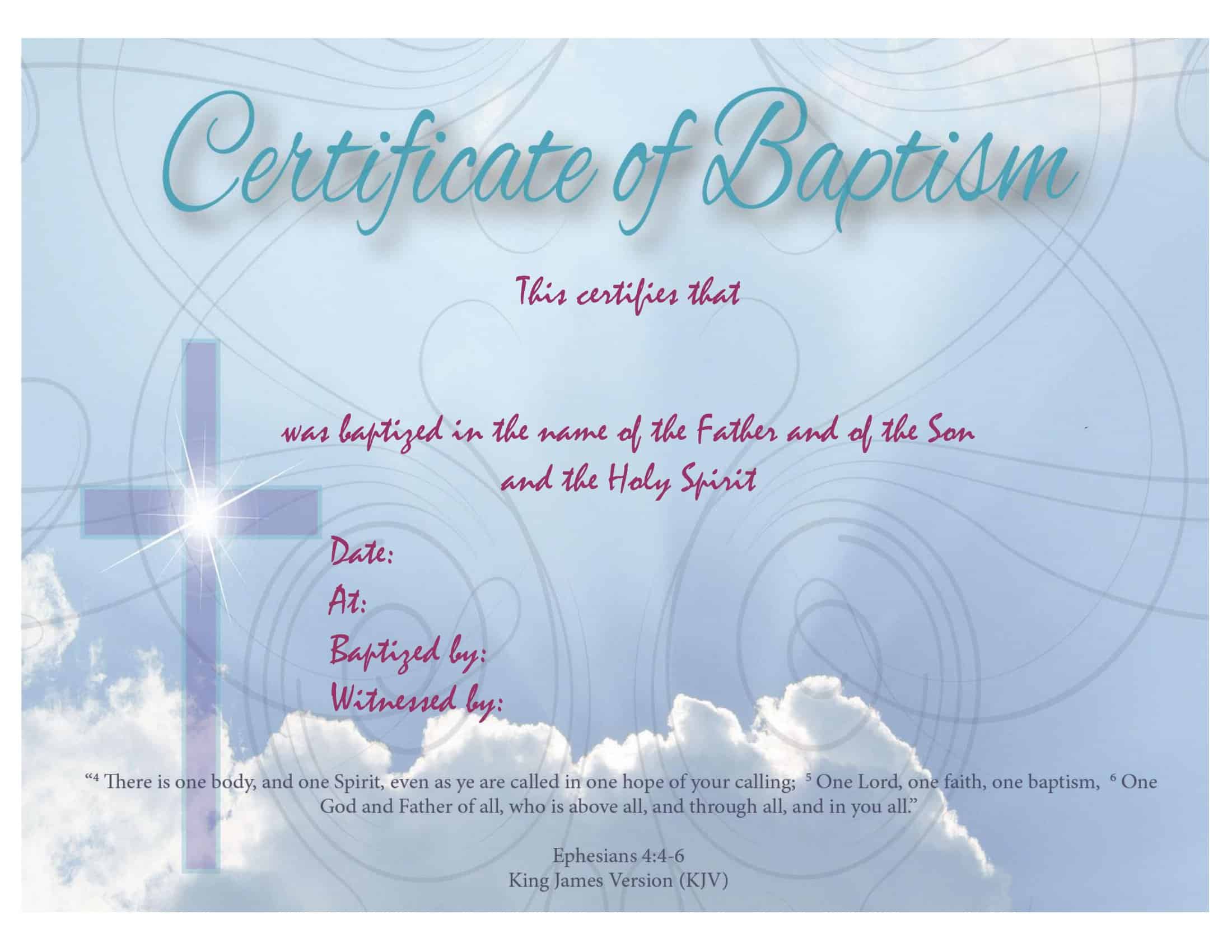 Printable Baptism Certificate Template Printable Free Templates