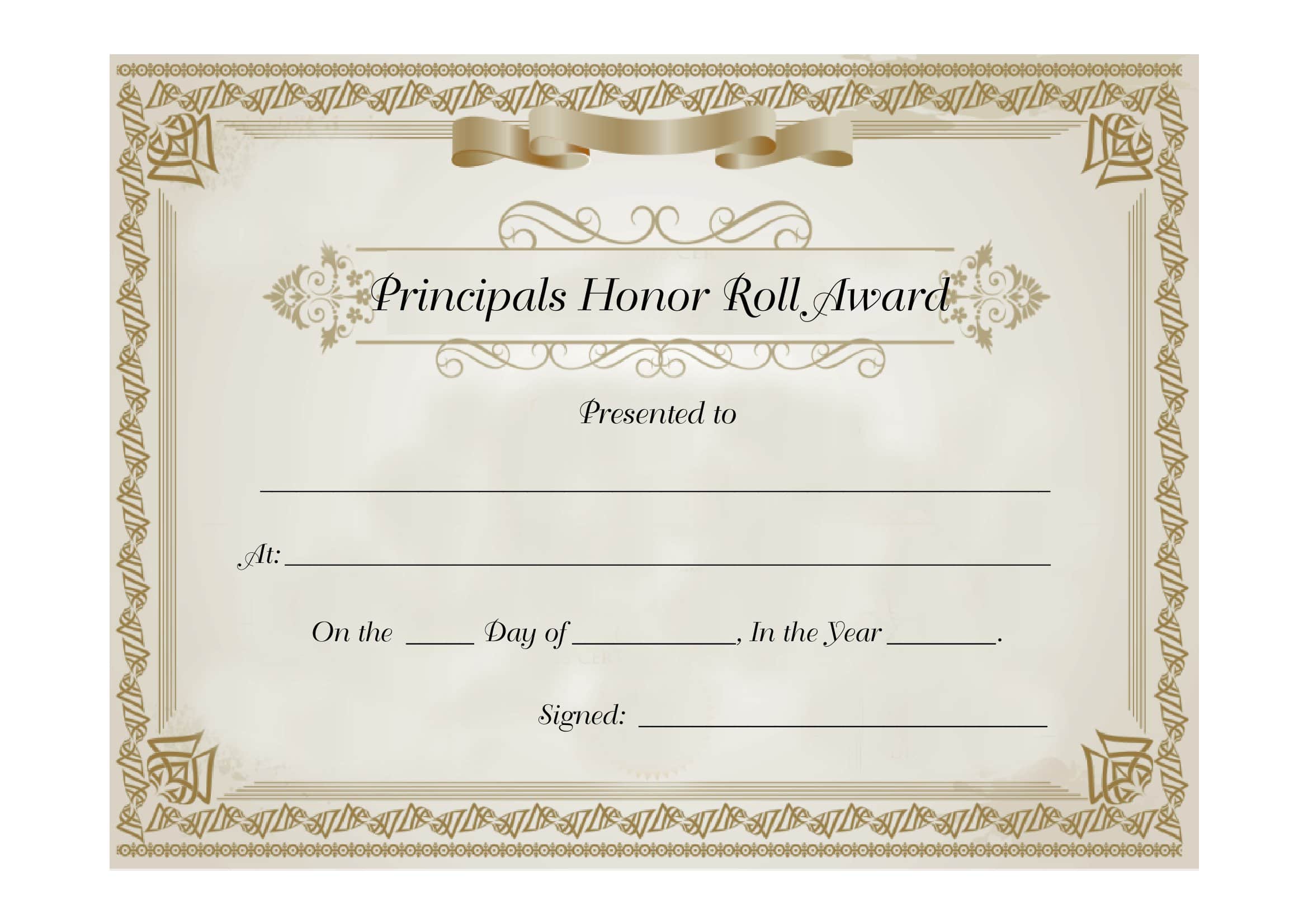 Free Printable Honor Roll Certificate Templates Word Excel PDF Sample Free Printable Honor Roll Certificate Templates Word Excel PDF Sample