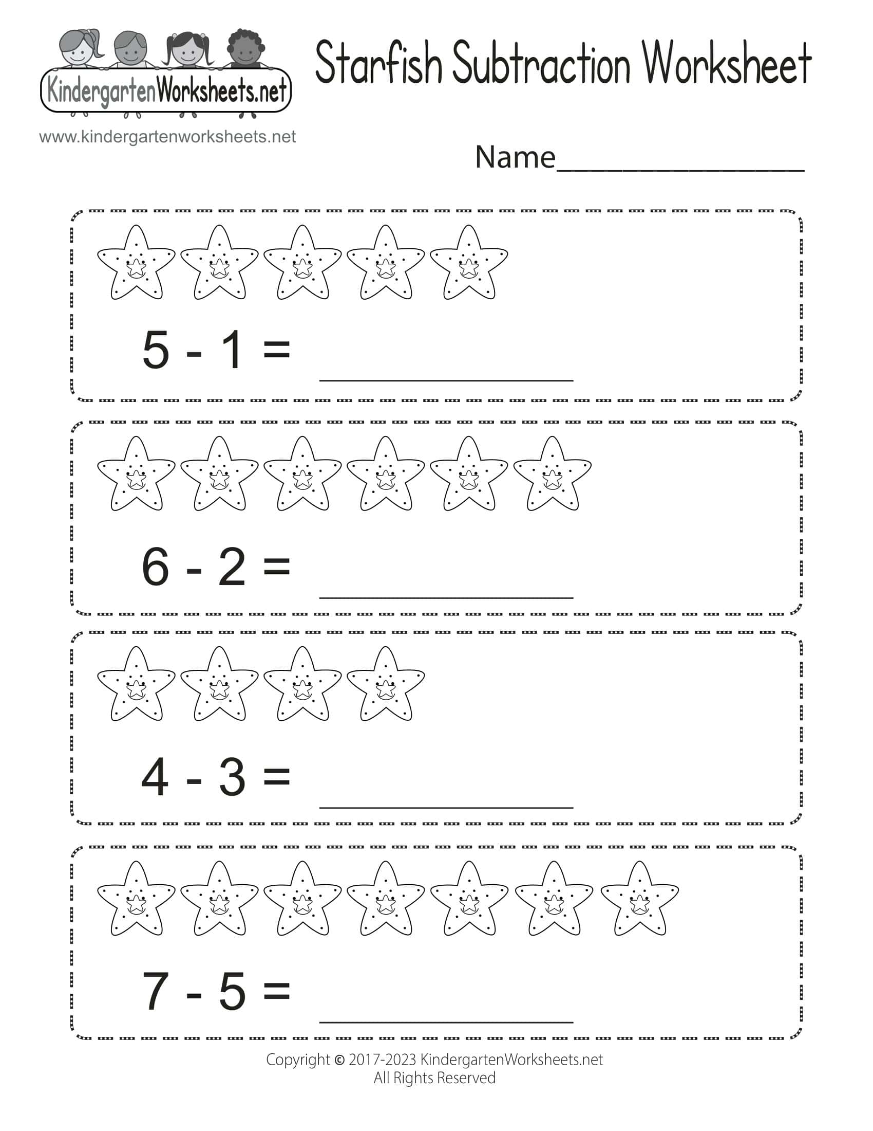 Free Printable Subtraction Worksheets [PDF] Generator Kindergarten