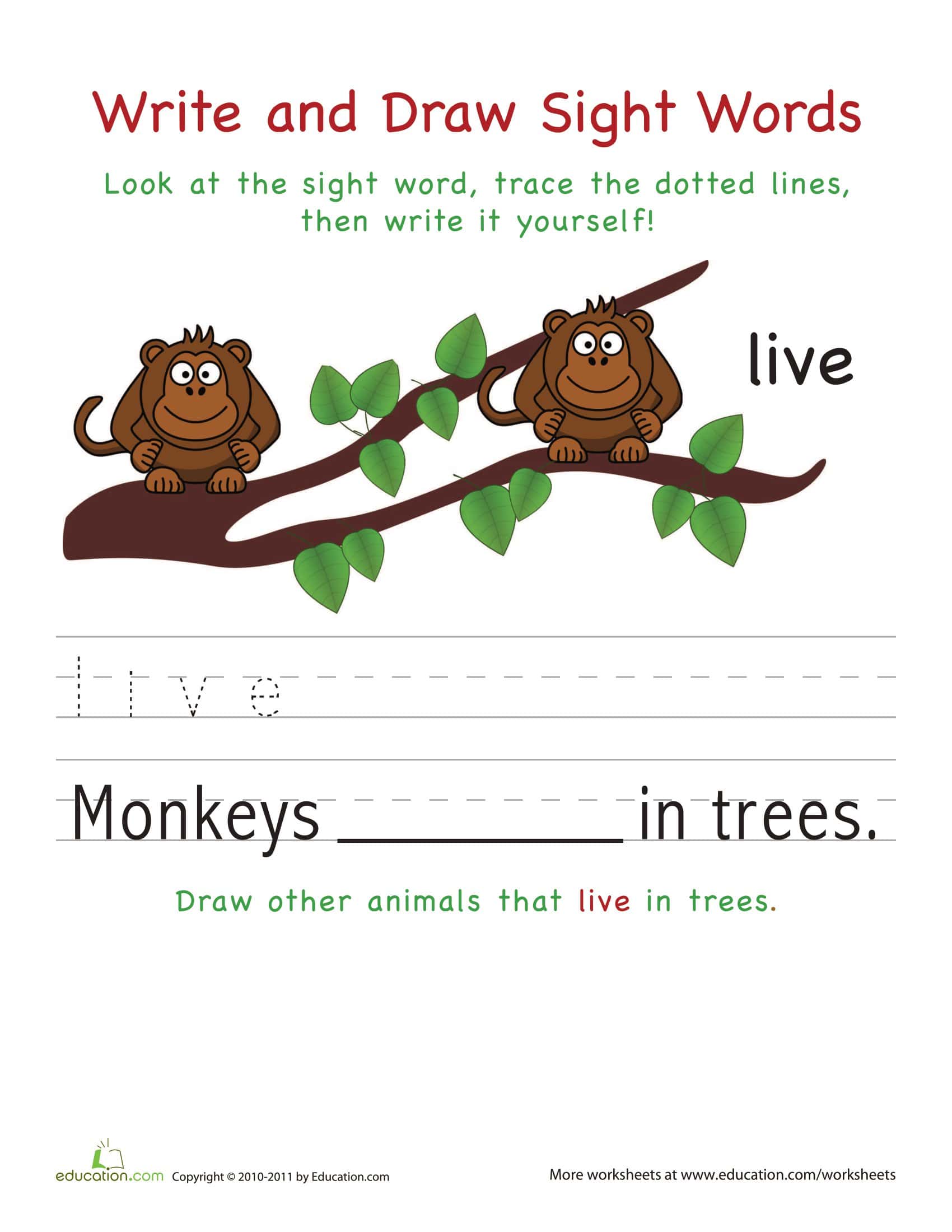 Free Printable Sight Words Worksheets [PDF] Kindergarten