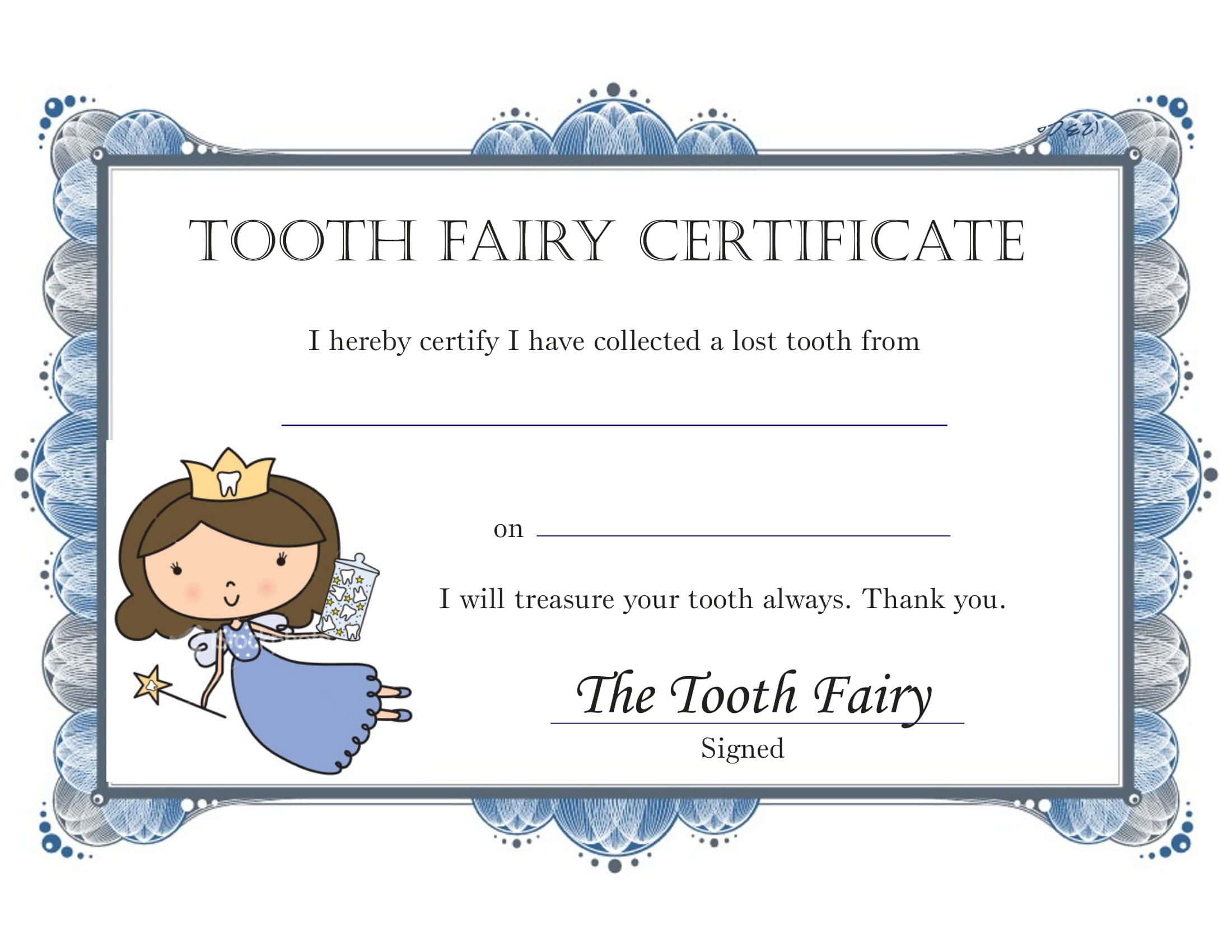 39 Free Printable Tooth Fairy Certificate Templates PDF 