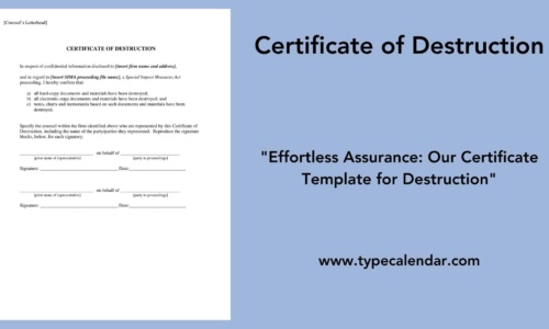 Free Printable Certificate of Destruction Templates [Excel, PDF, Word]