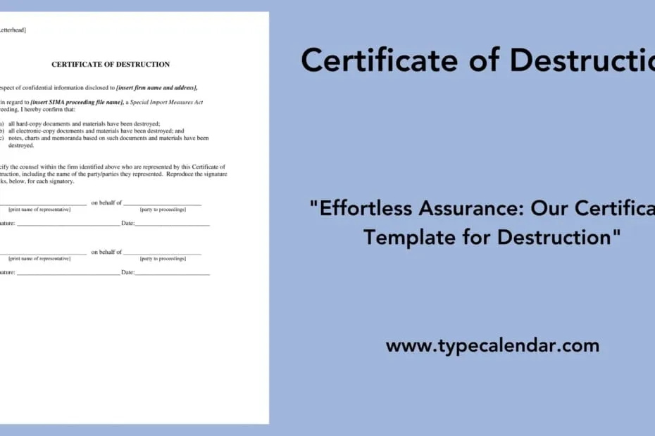 Certificate of Destruction