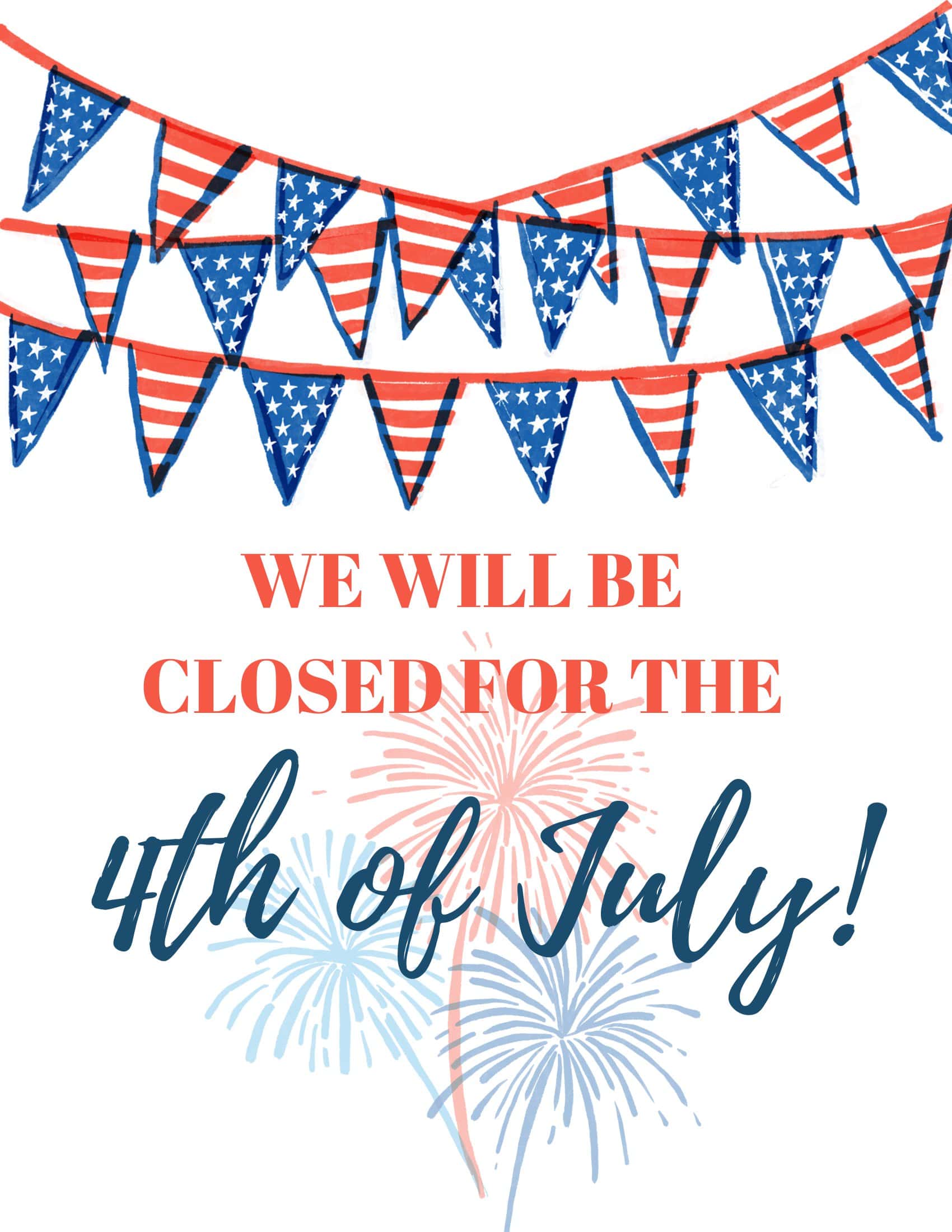 Closed for 4th of July Sign Word Template Closed for 4th of July Sign Word Template