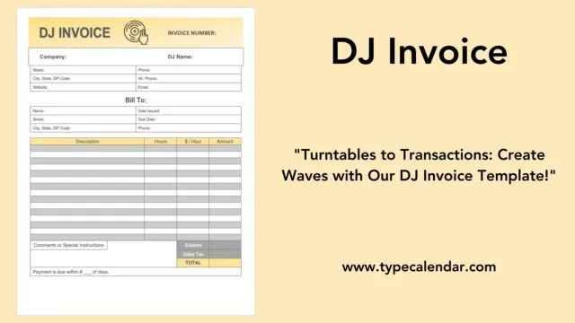 Free Printable DJ Invoice Templates [PDF, Excel, Word]