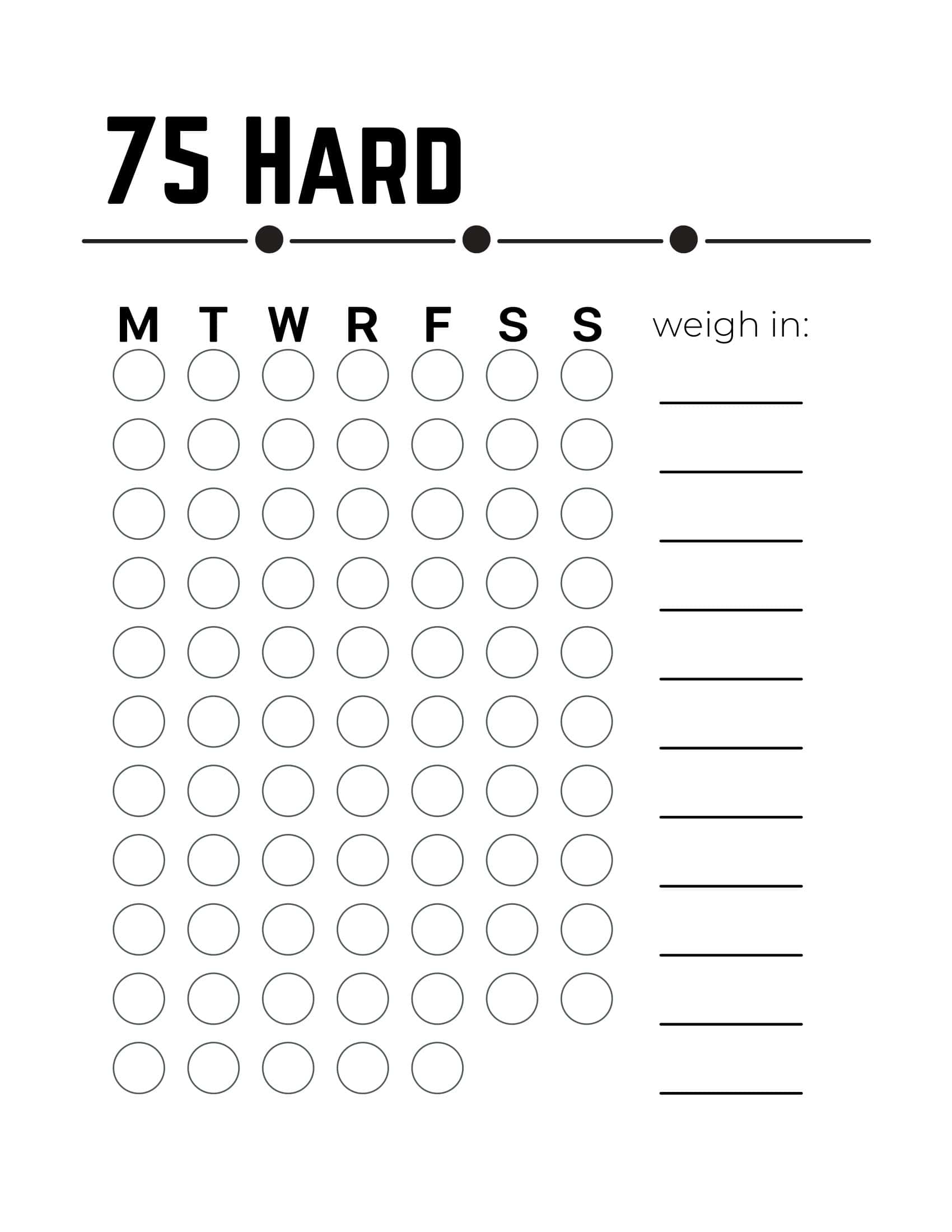 22+ free printable 75 hard challenge templates [pdf, word]