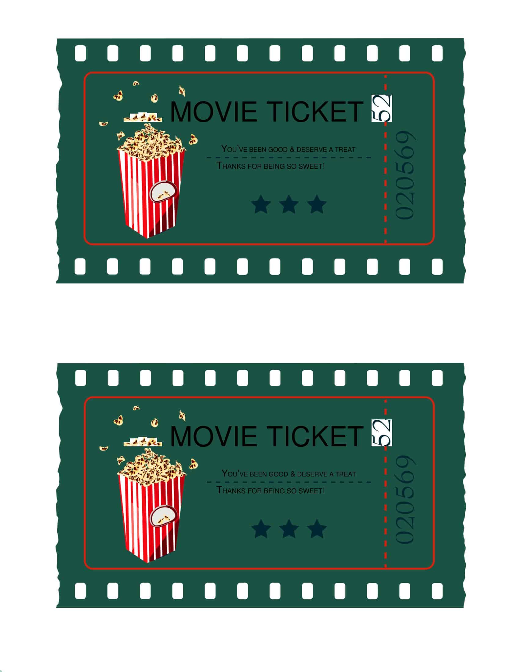 Free Printable Movie Tickets Free Printable Movie Tickets