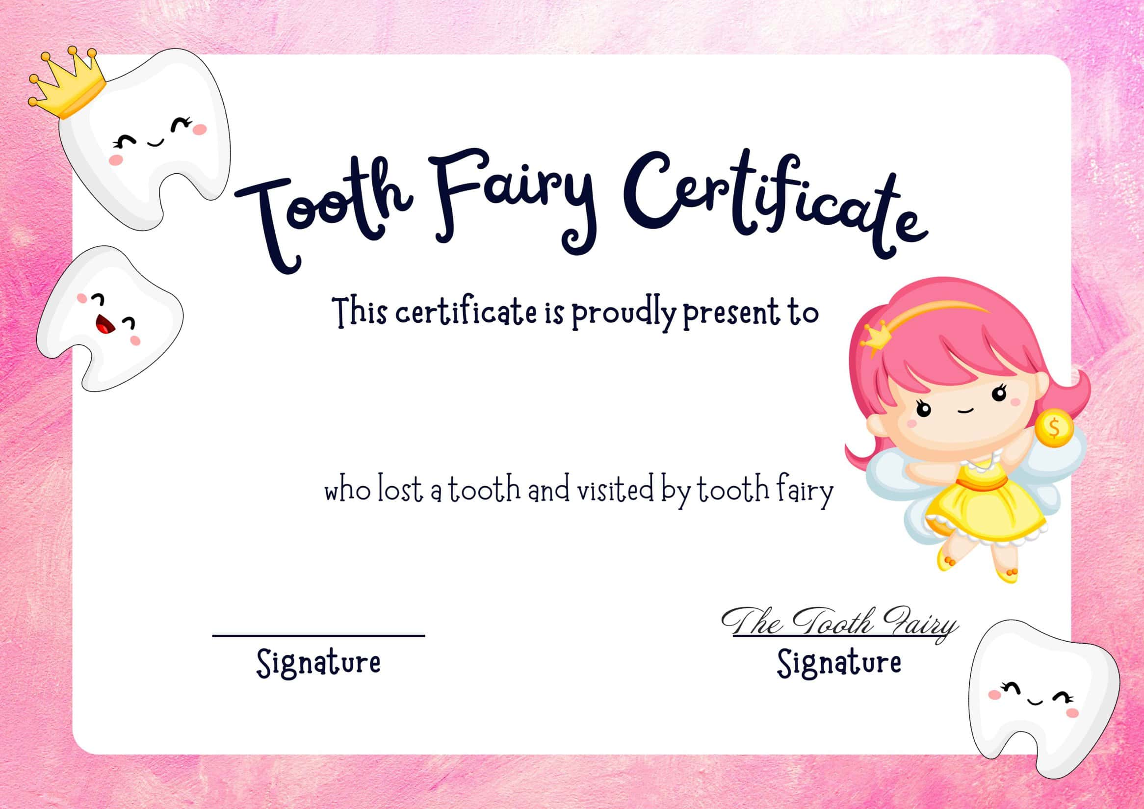 39 Free Printable Tooth Fairy Certificate Templates PDF 