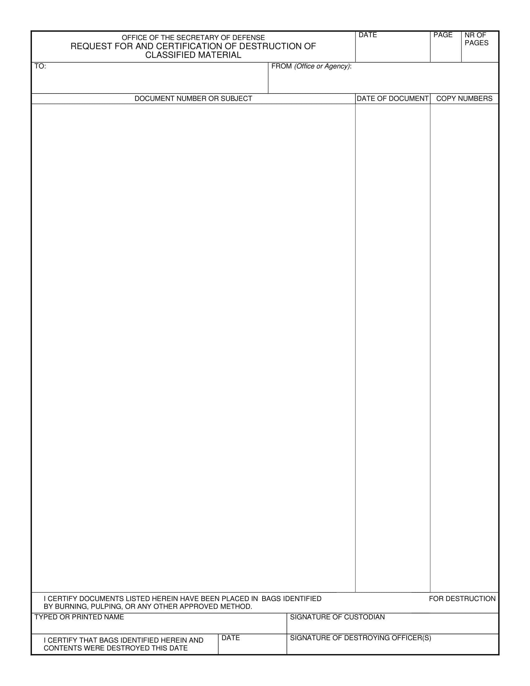 Free Printable Certificate Of Destruction Templates [Excel, PDF, Word]