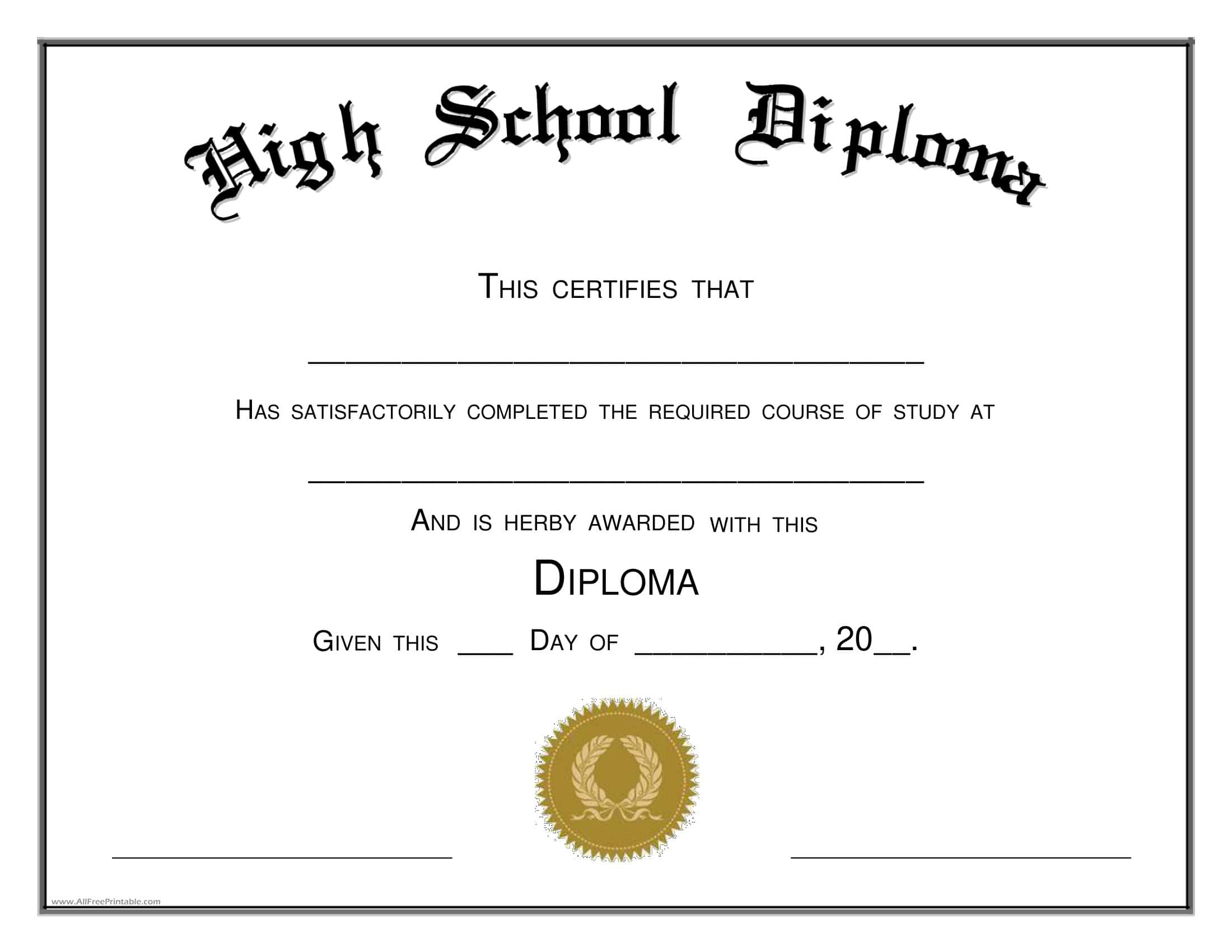 Editable High School Diploma Word Editable High School Diploma Word