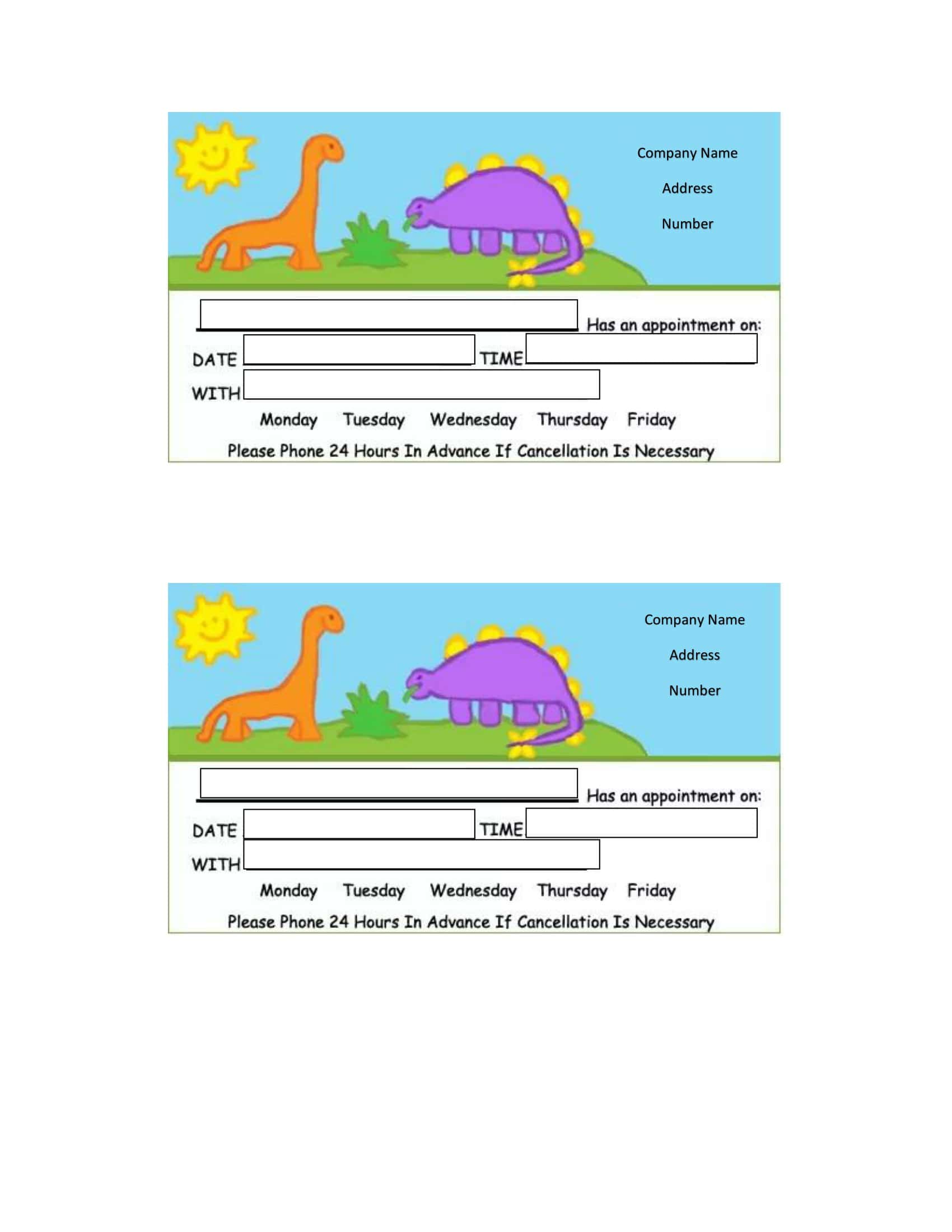 Free Printable Appointment Card Templates [Word, PDF, Excel] Medical