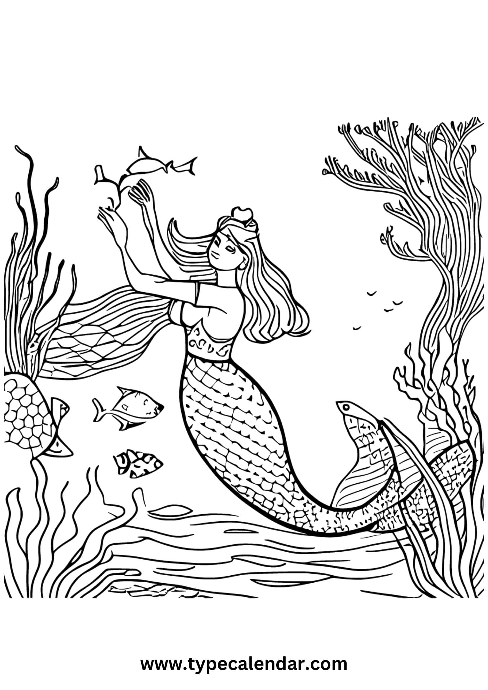 Example Mermaid Coloring Pages No-Cost Example Mermaid Coloring Pages No-Cost