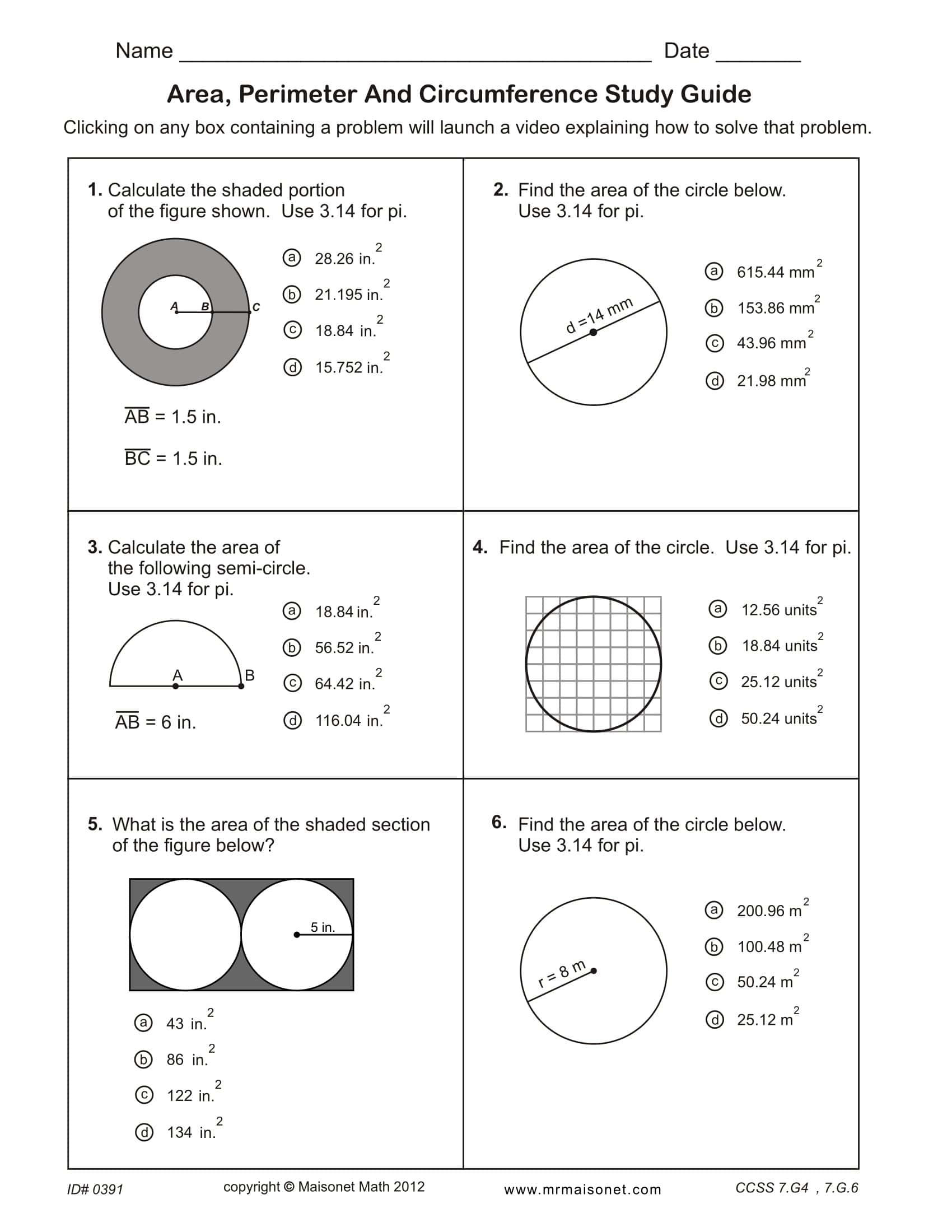Free Printable Area &amp; Perimeter Worksheets [PDF] Answers, Examples