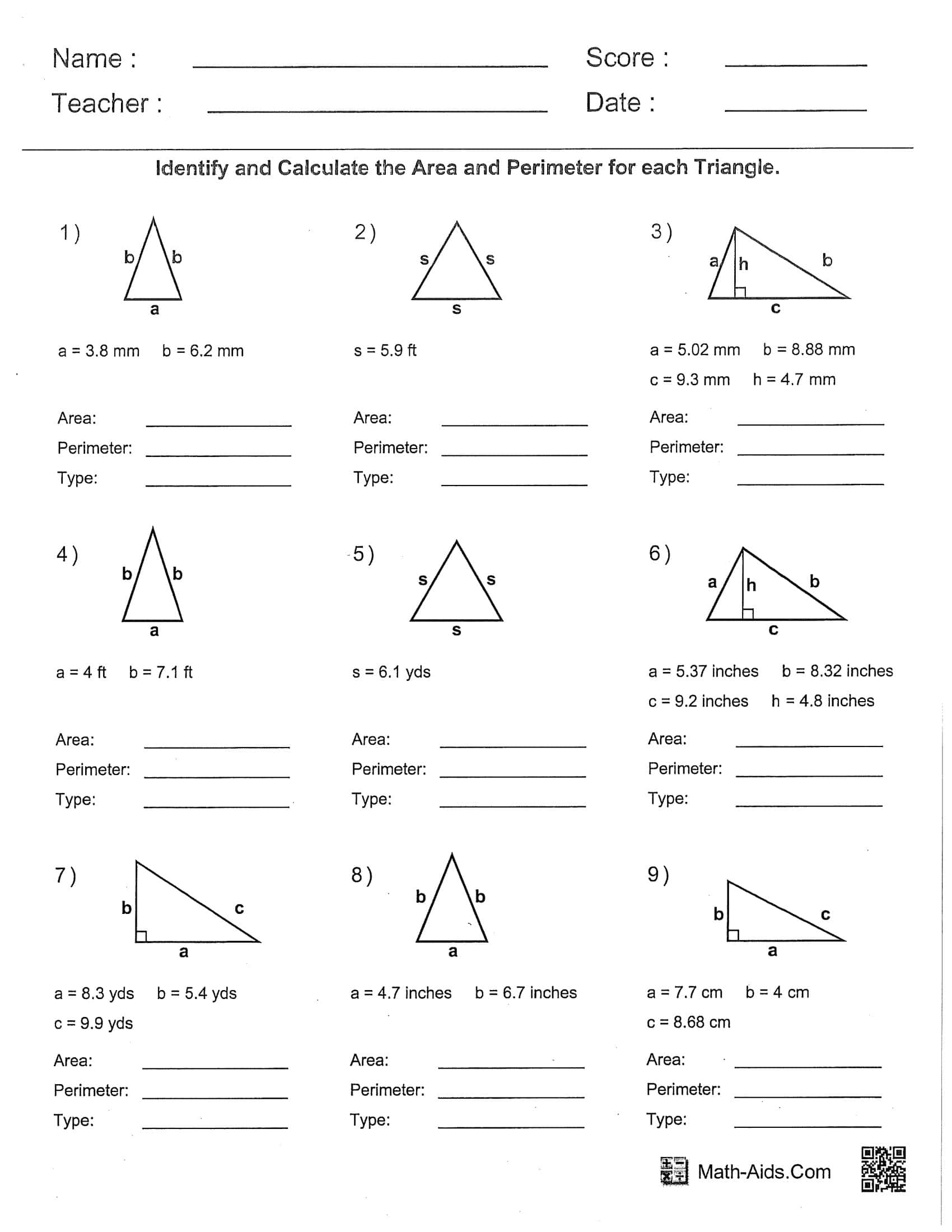 Free Printable Area &amp; Perimeter Worksheets [PDF] Answers, Examples