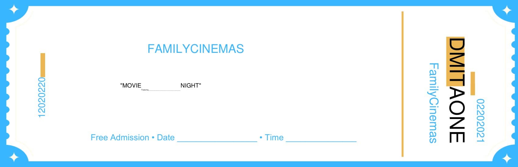 Free Editable Movie Ticket Template Free Editable Movie Ticket Template