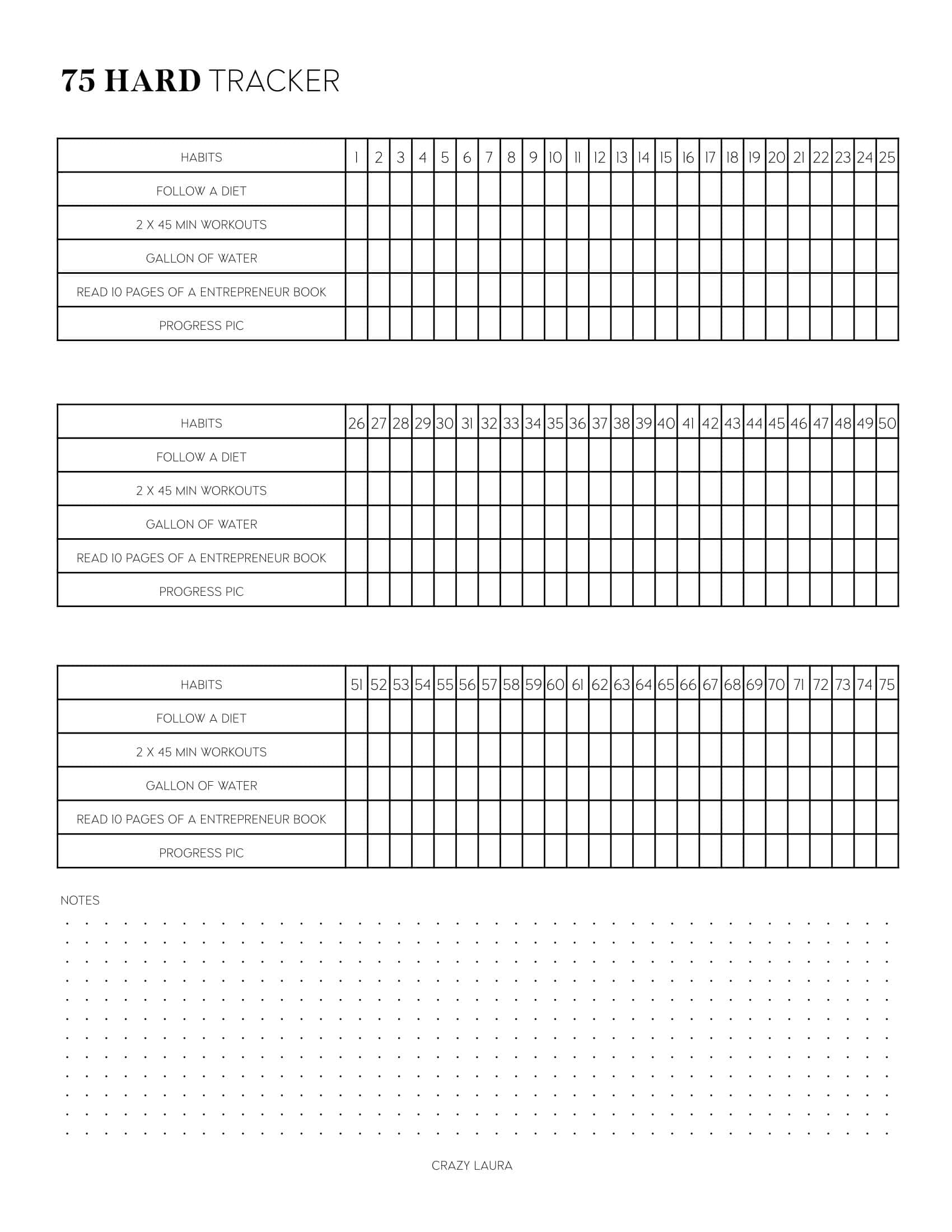 22+ free printable 75 hard challenge templates [pdf, word]
