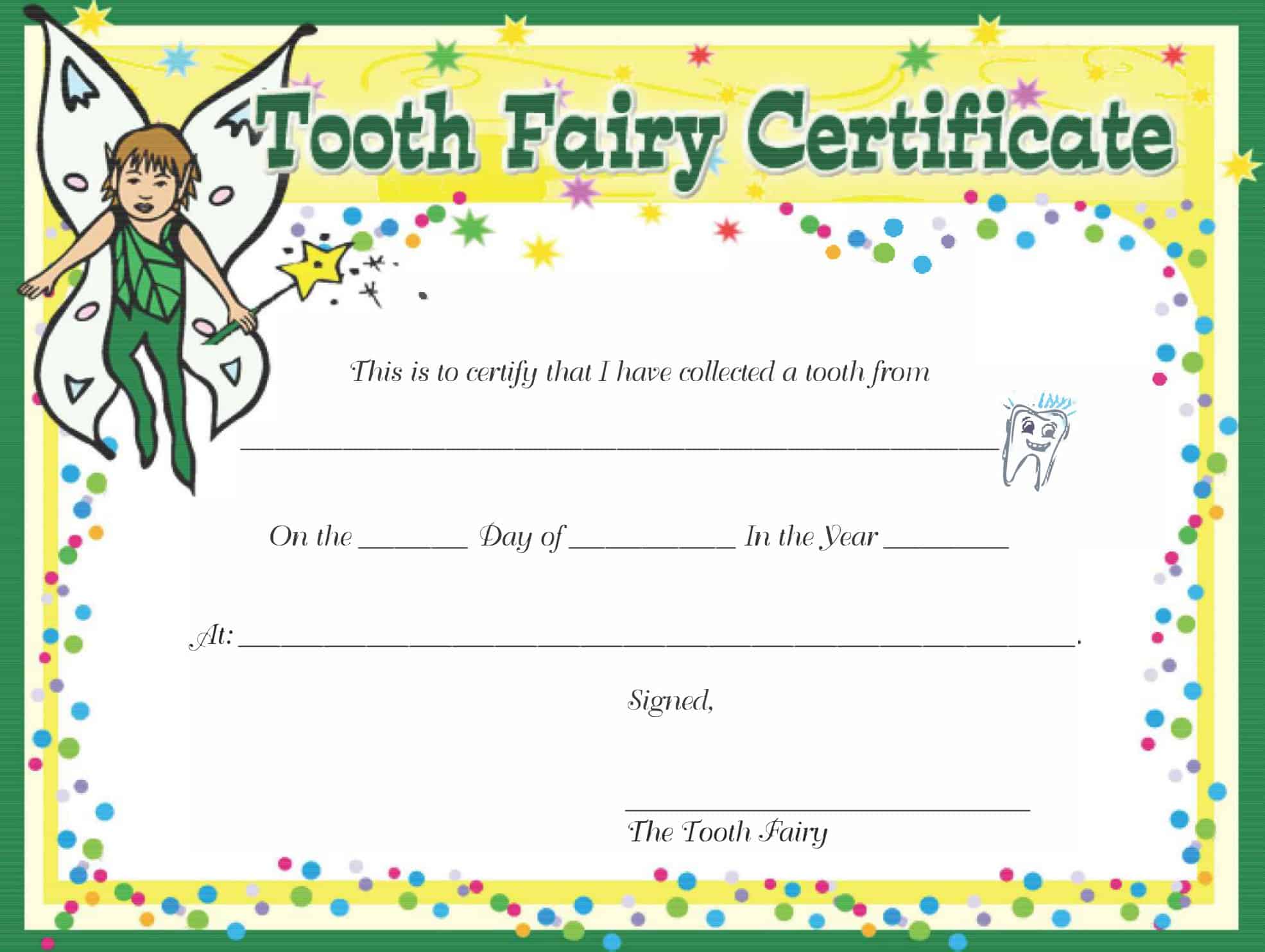 39 Free Printable Tooth Fairy Certificate Templates PDF 