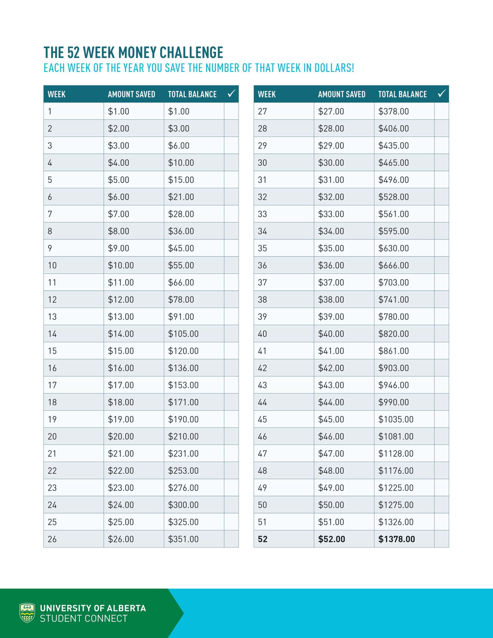 Free Sample 52 Week Money Challenge Free Sample 52 Week Money Challenge