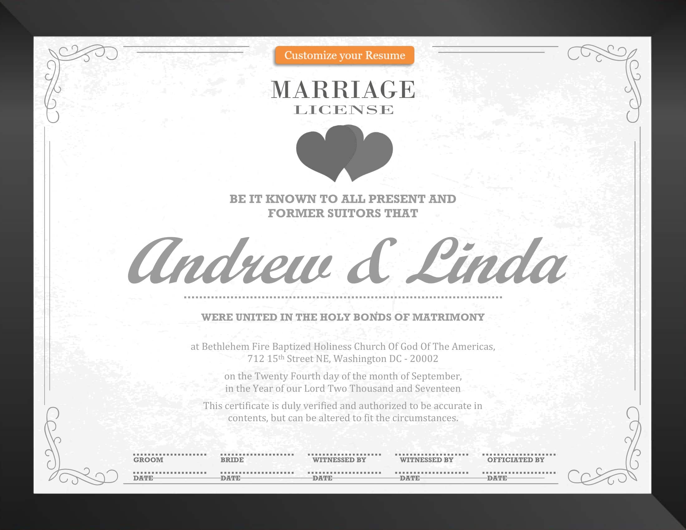 Fully Editable Marriage Certificate Fully Editable Marriage Certificate
