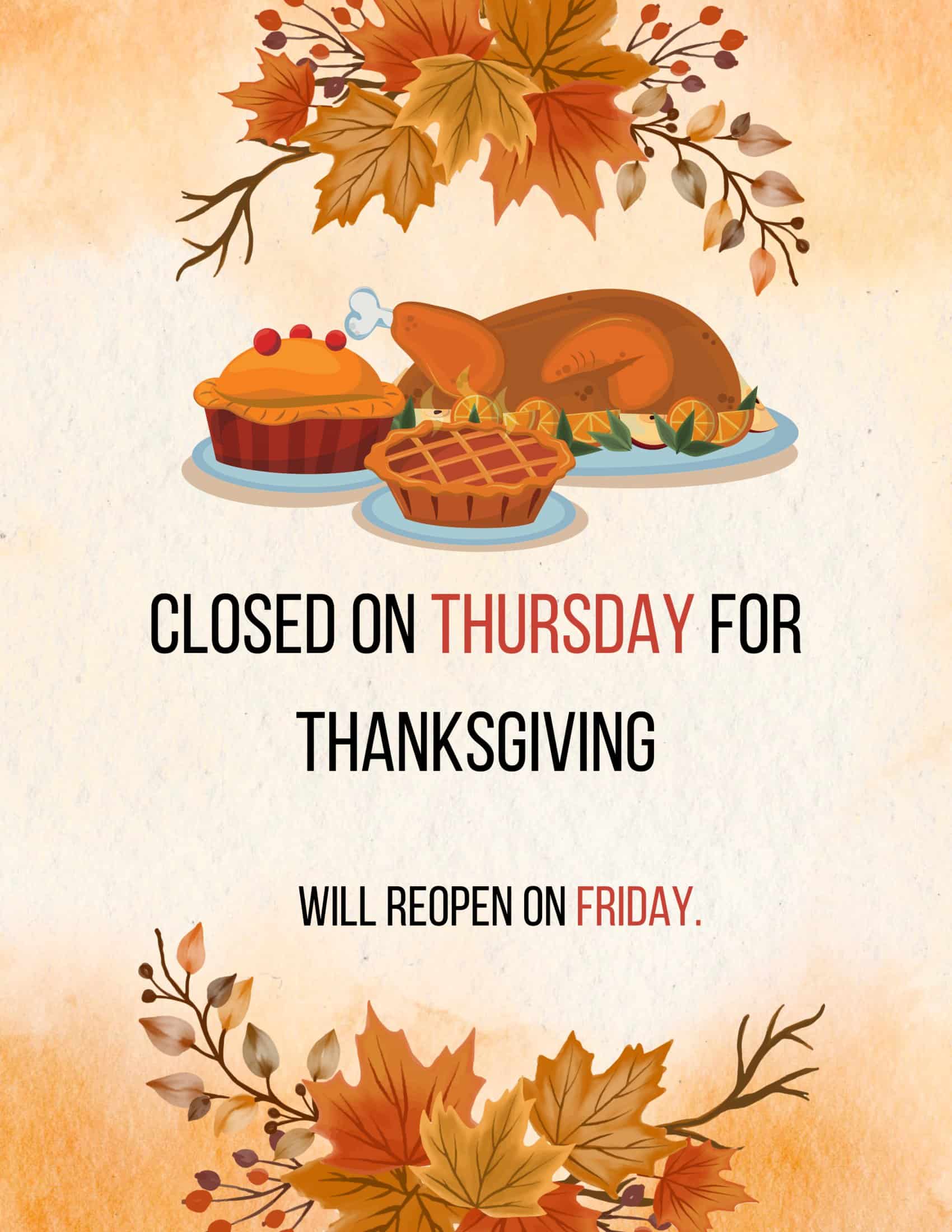 free printable thanksgiving sign templates [pdf, word] closed