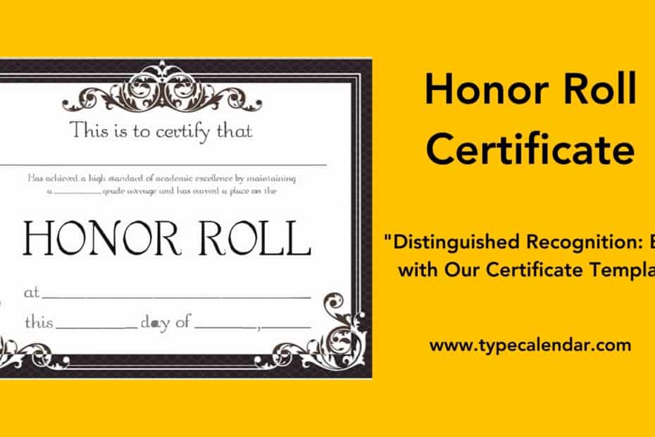 Honor Roll Certificate