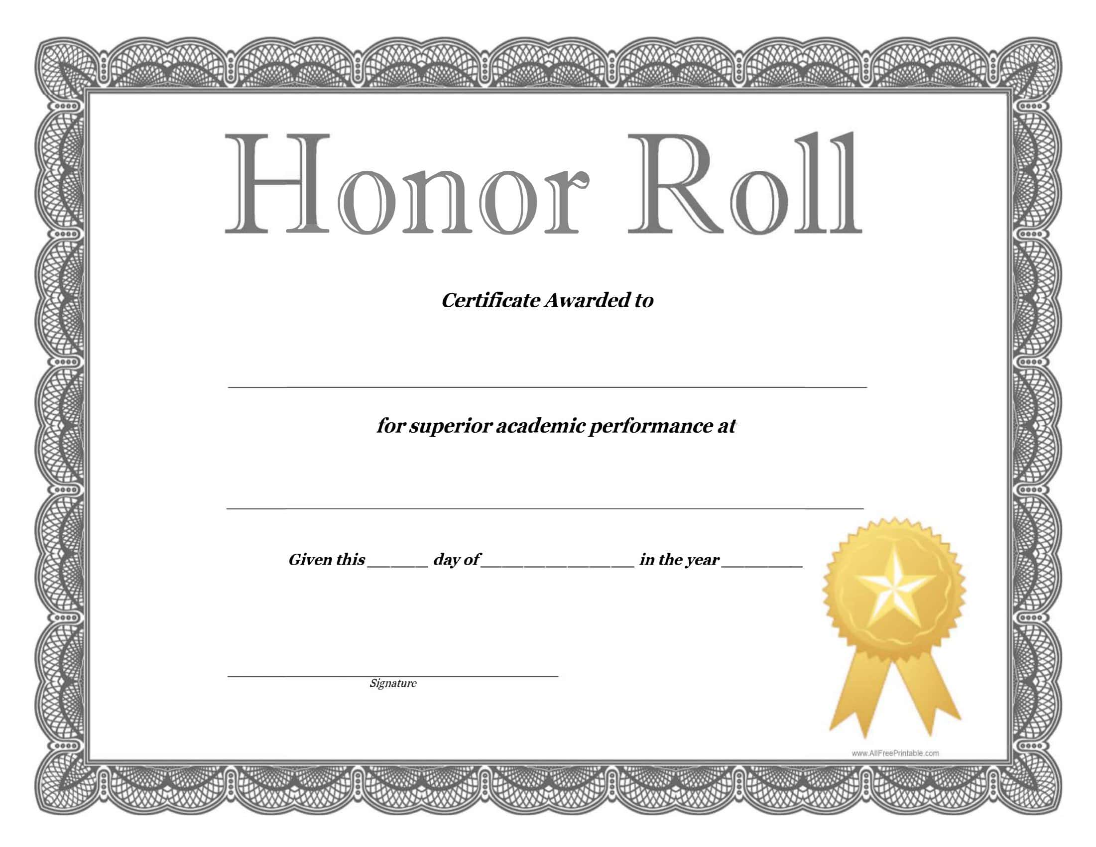 Honor Roll Certificate Template Honor Roll Certificate Template