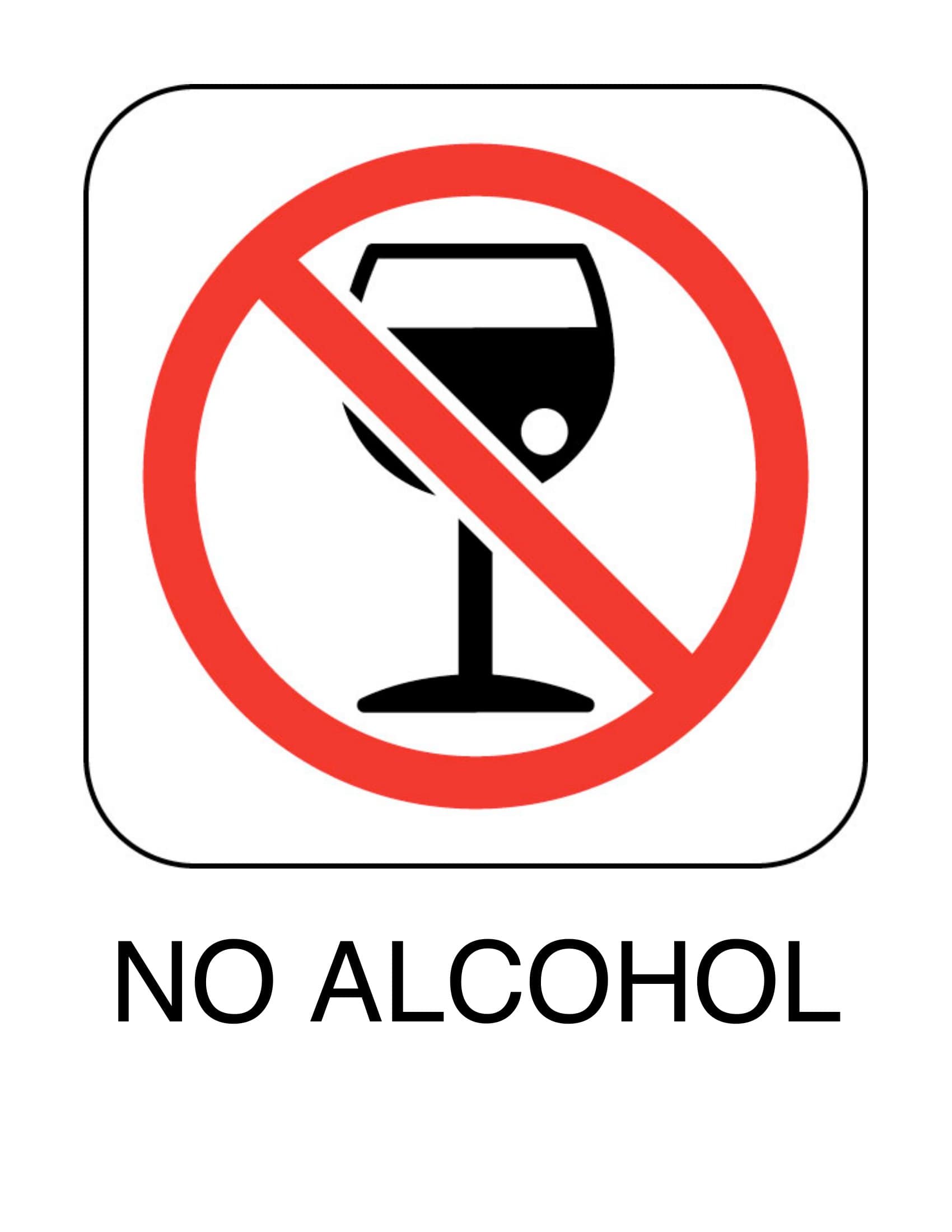 No Alcohol Sign Word No Alcohol Sign Word
