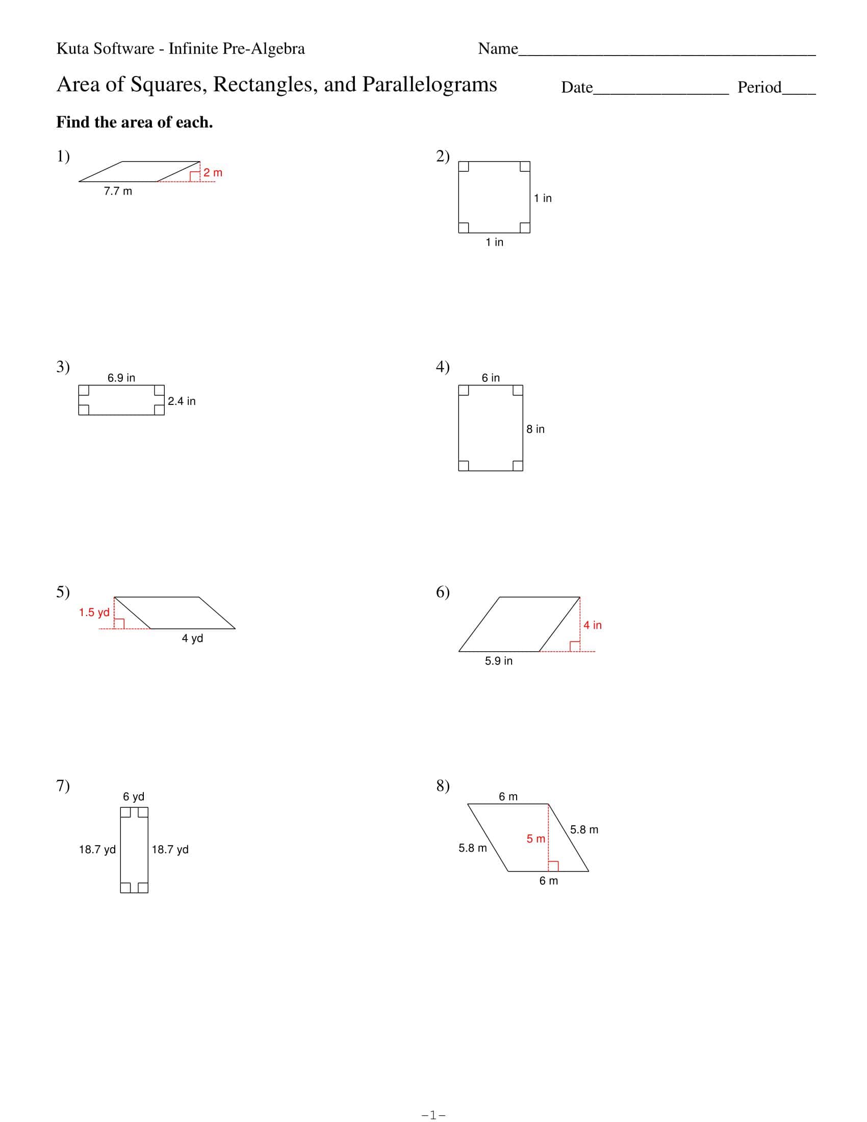 Free Printable Area &amp; Perimeter Worksheets [PDF] Answers, Examples