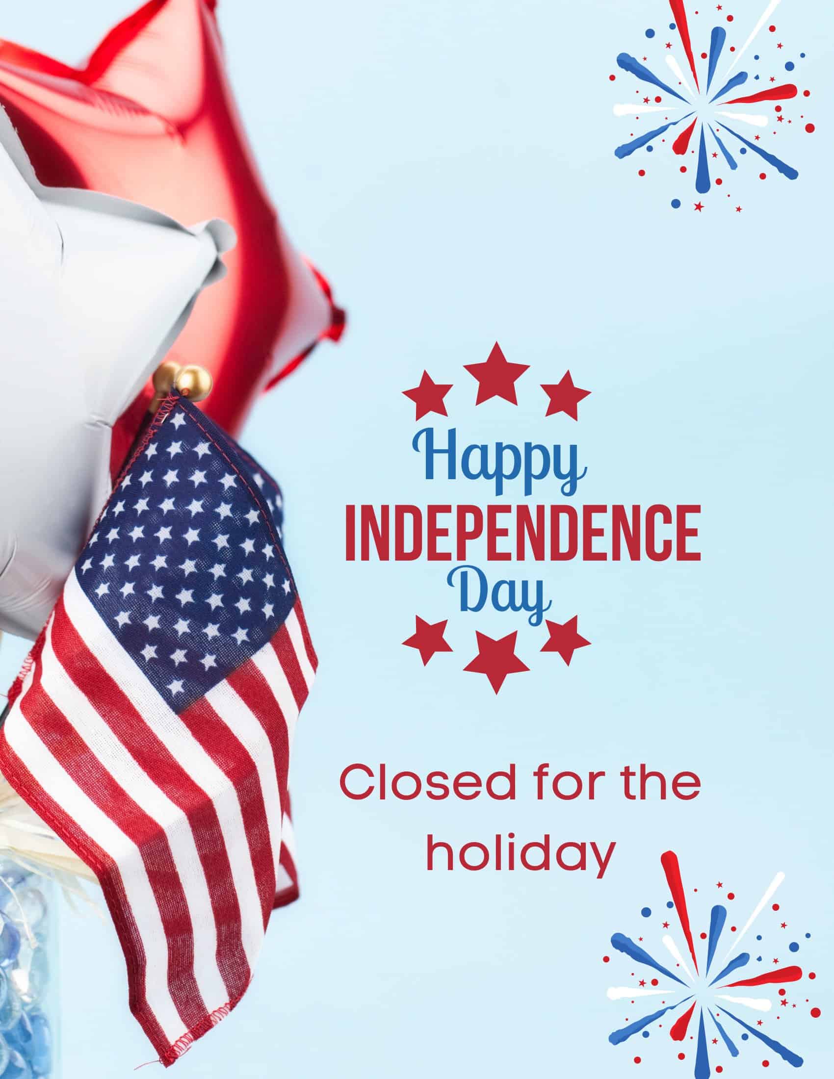 Printable Closed for 4th of July Sign Download Printable Closed for 4th of July Sign Download