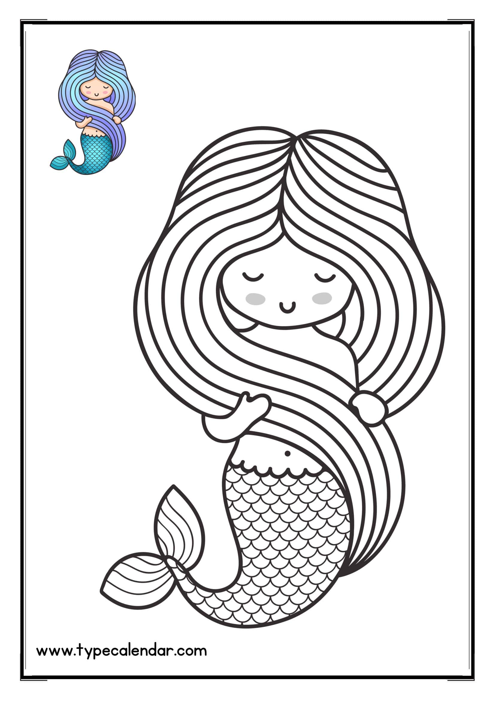 Printable Mermaid Coloring Pages Example Printable Mermaid Coloring Pages Example