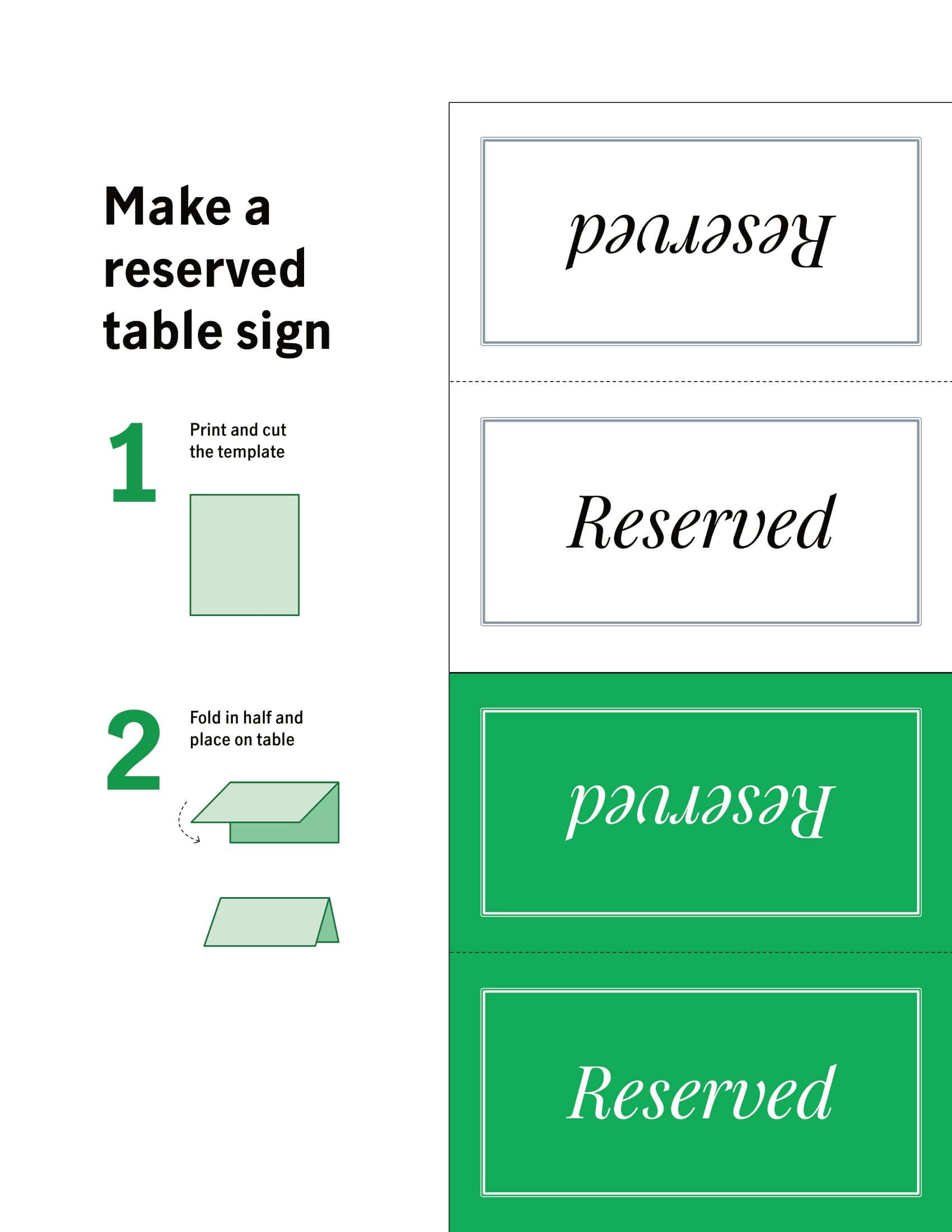 free printable reserved sign templates [pdf, word] foldable