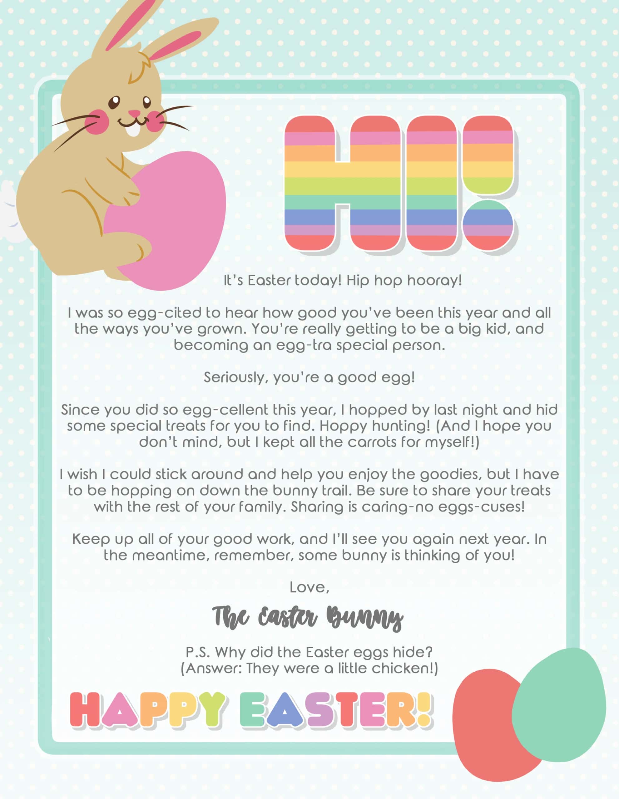 Sample Easter Bunny Letter Sample Easter Bunny Letter