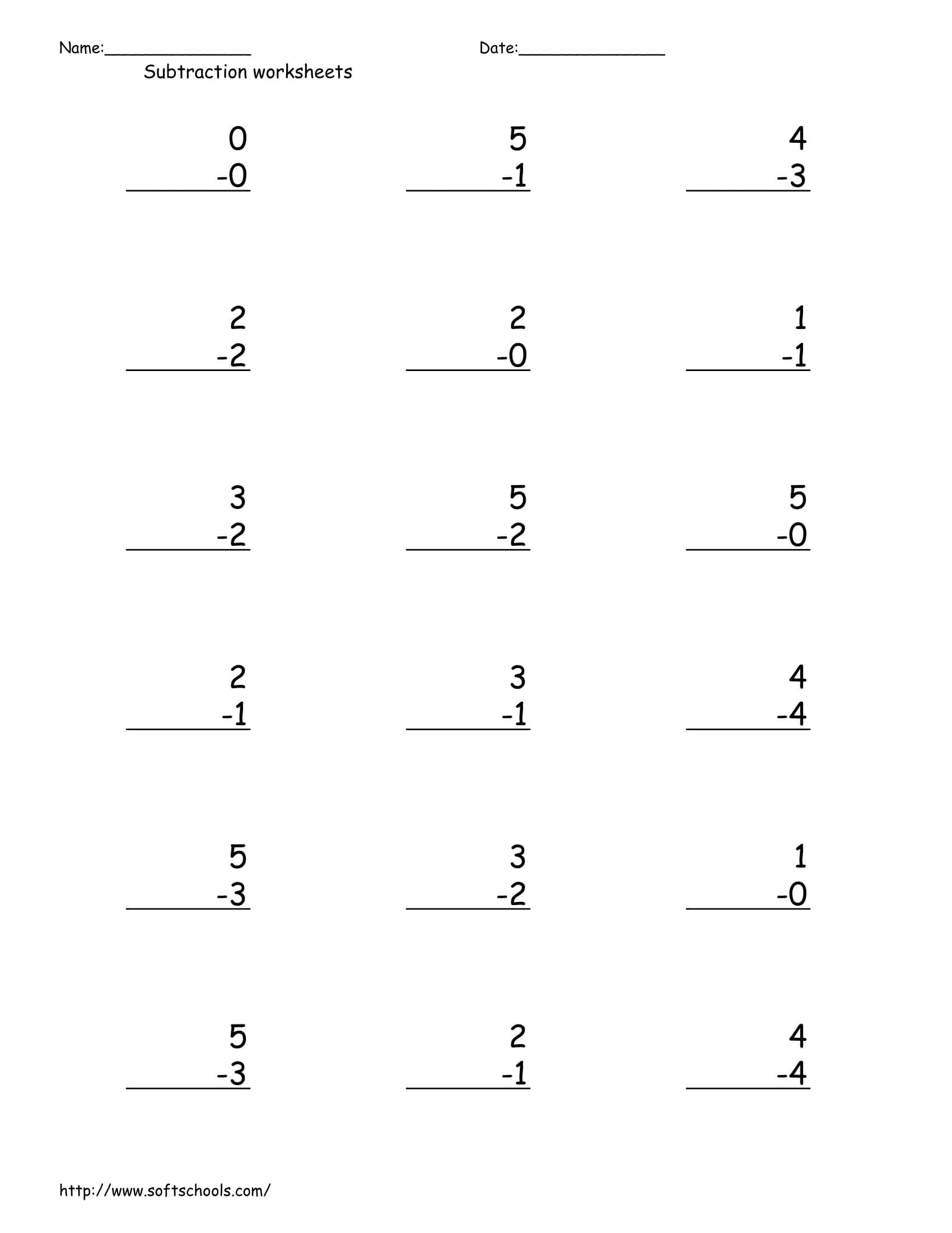 Free Printable Subtraction Worksheets [PDF] Generator Kindergarten