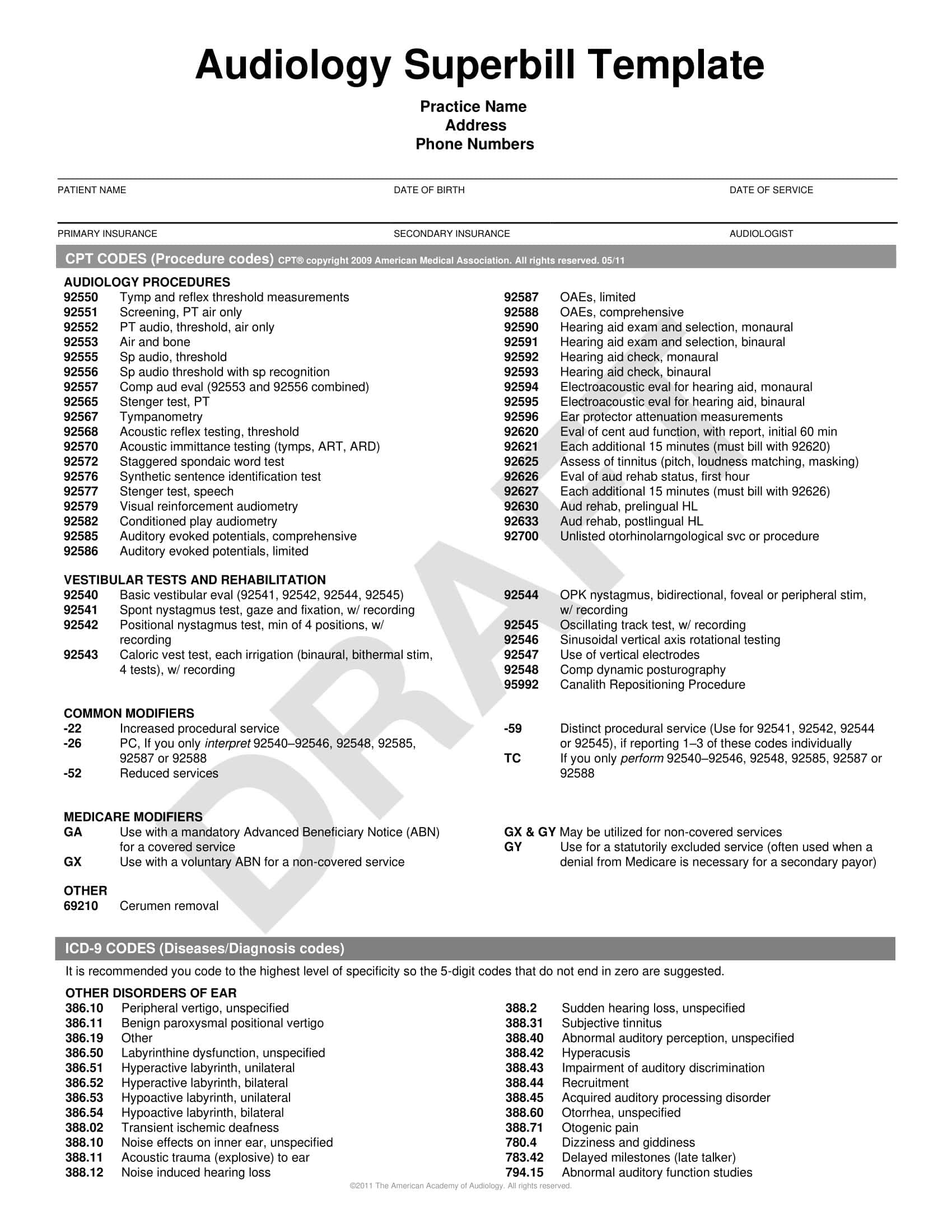 Superbill Template For Speech Therapy Educational Images Picstank