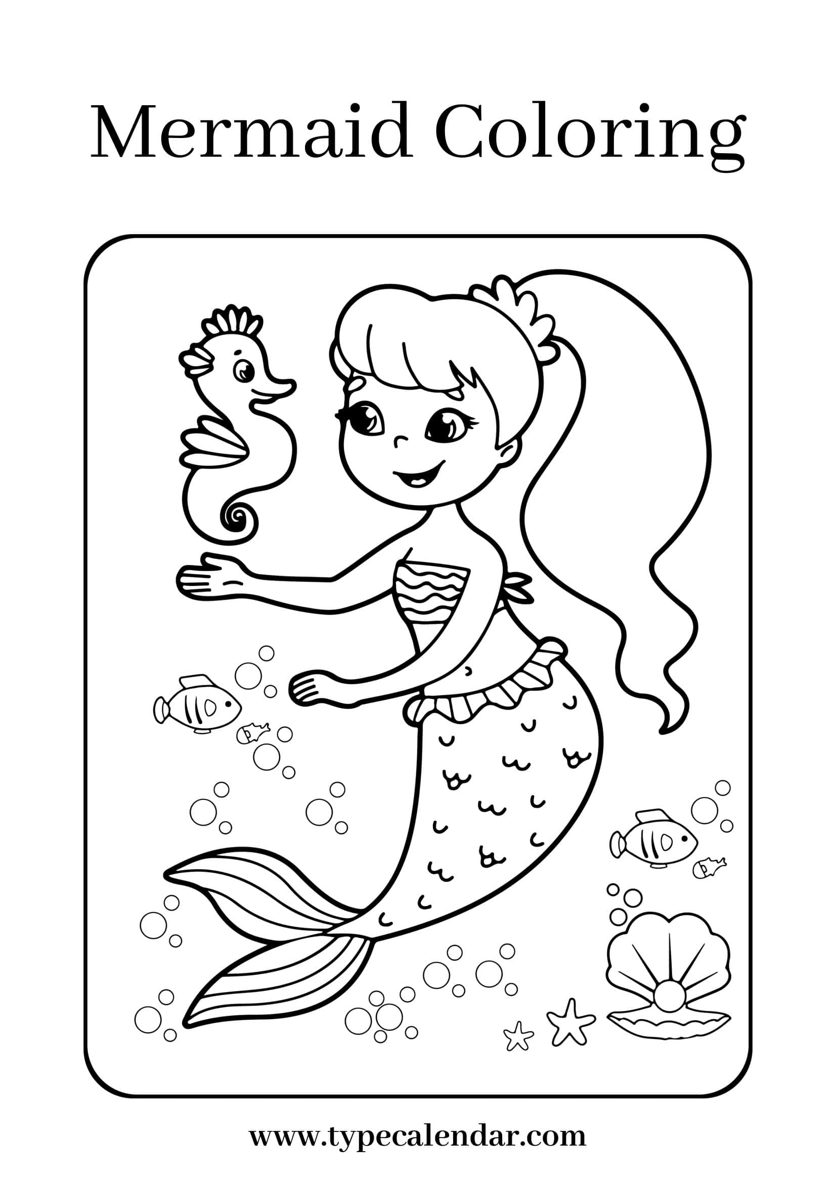 Word Format Mermaid Coloring Pages Word Format Mermaid Coloring Pages