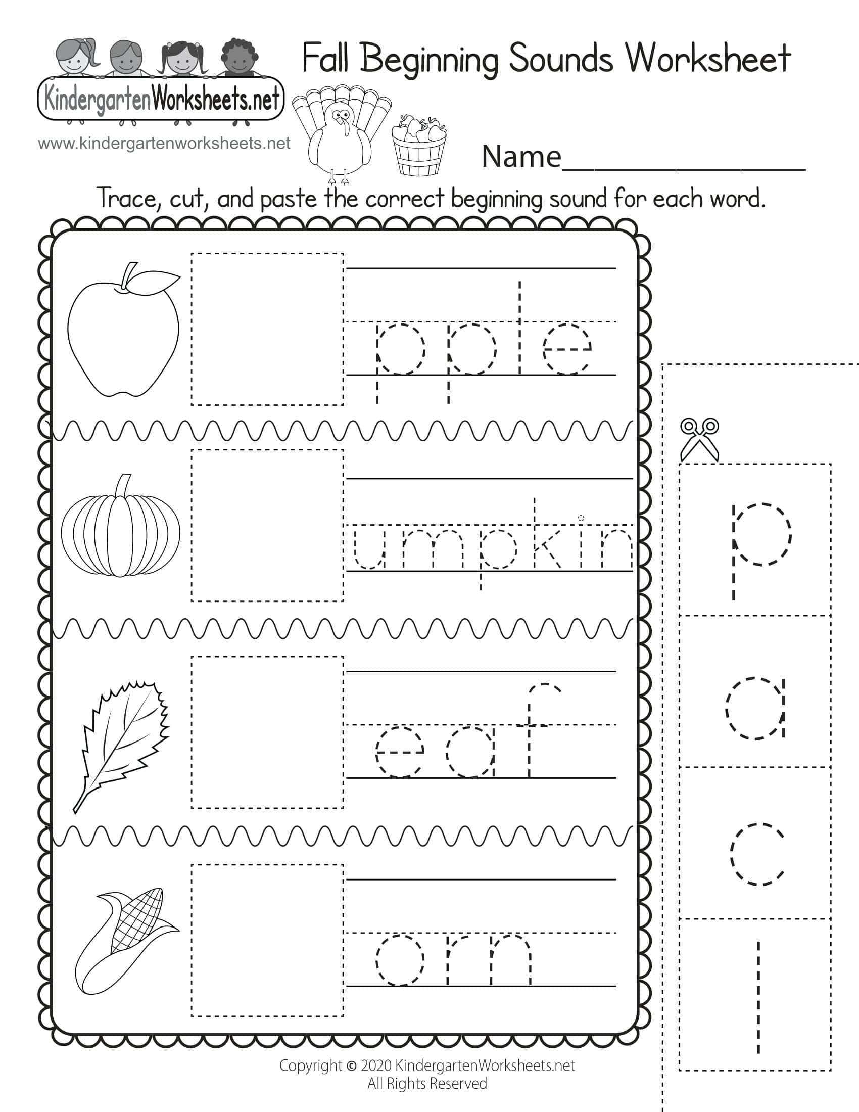 Free Printable Beginning Sounds Worksheets [PDF] Answers Winter / Fall