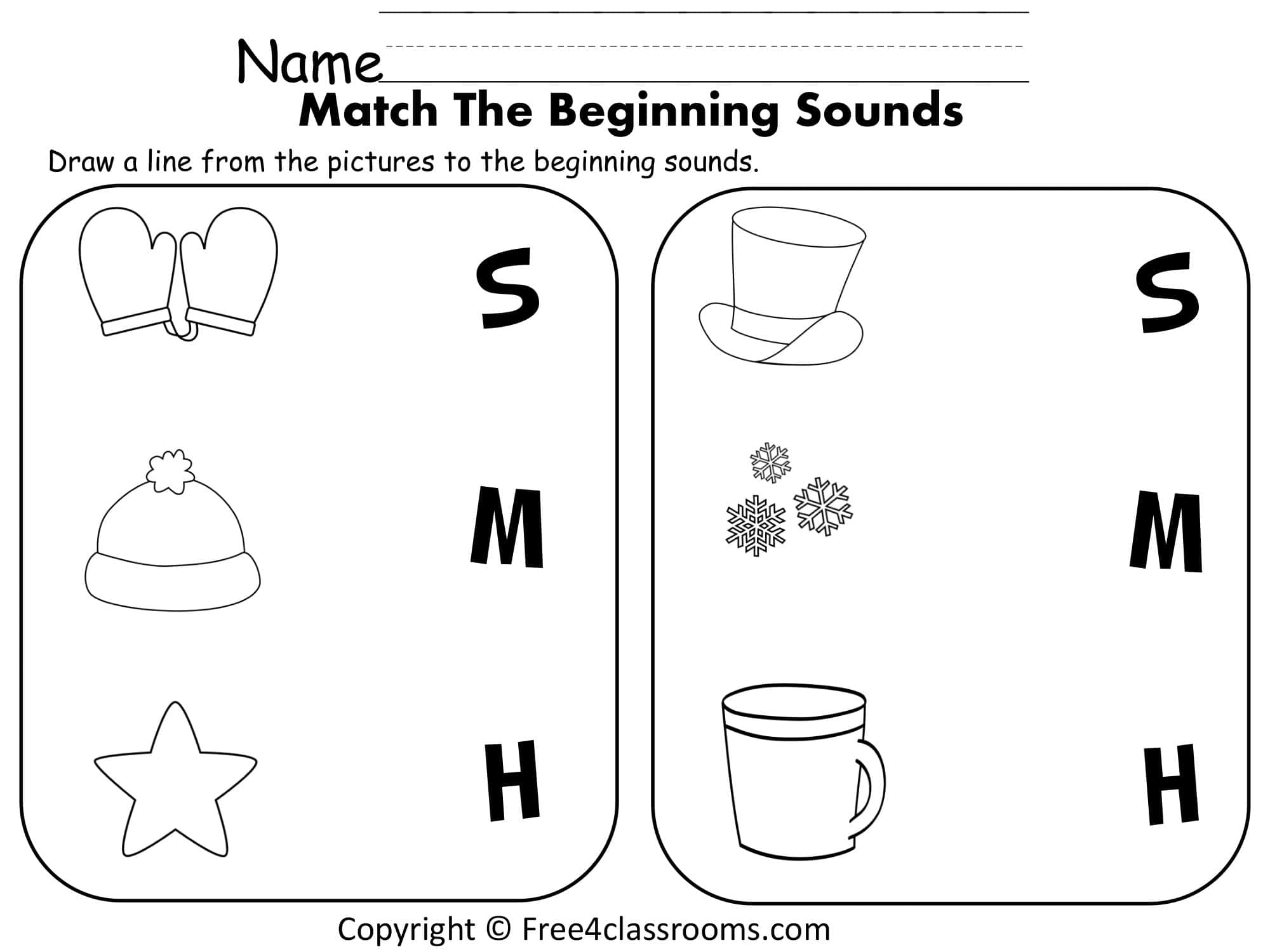 Free Printable Beginning Sounds Worksheets [PDF] Answers Winter / Fall