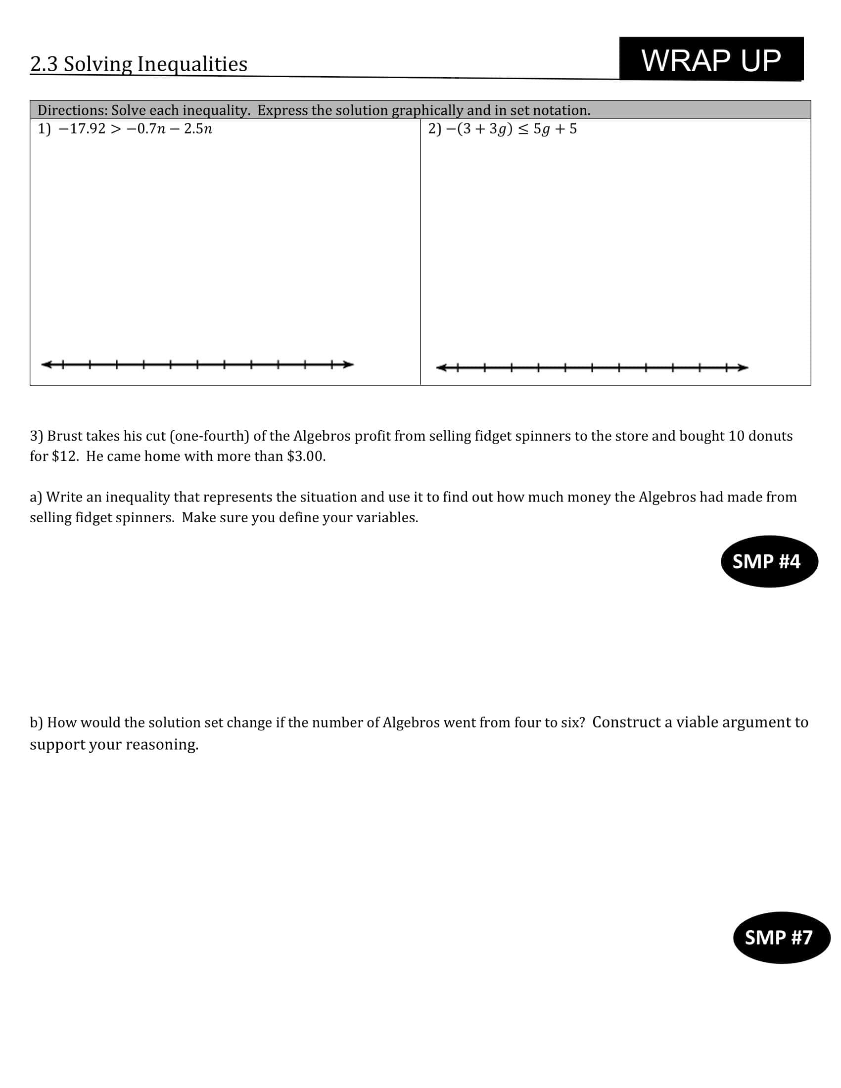 Free Printable Solving Inequalities Worksheets [PDF] Answers