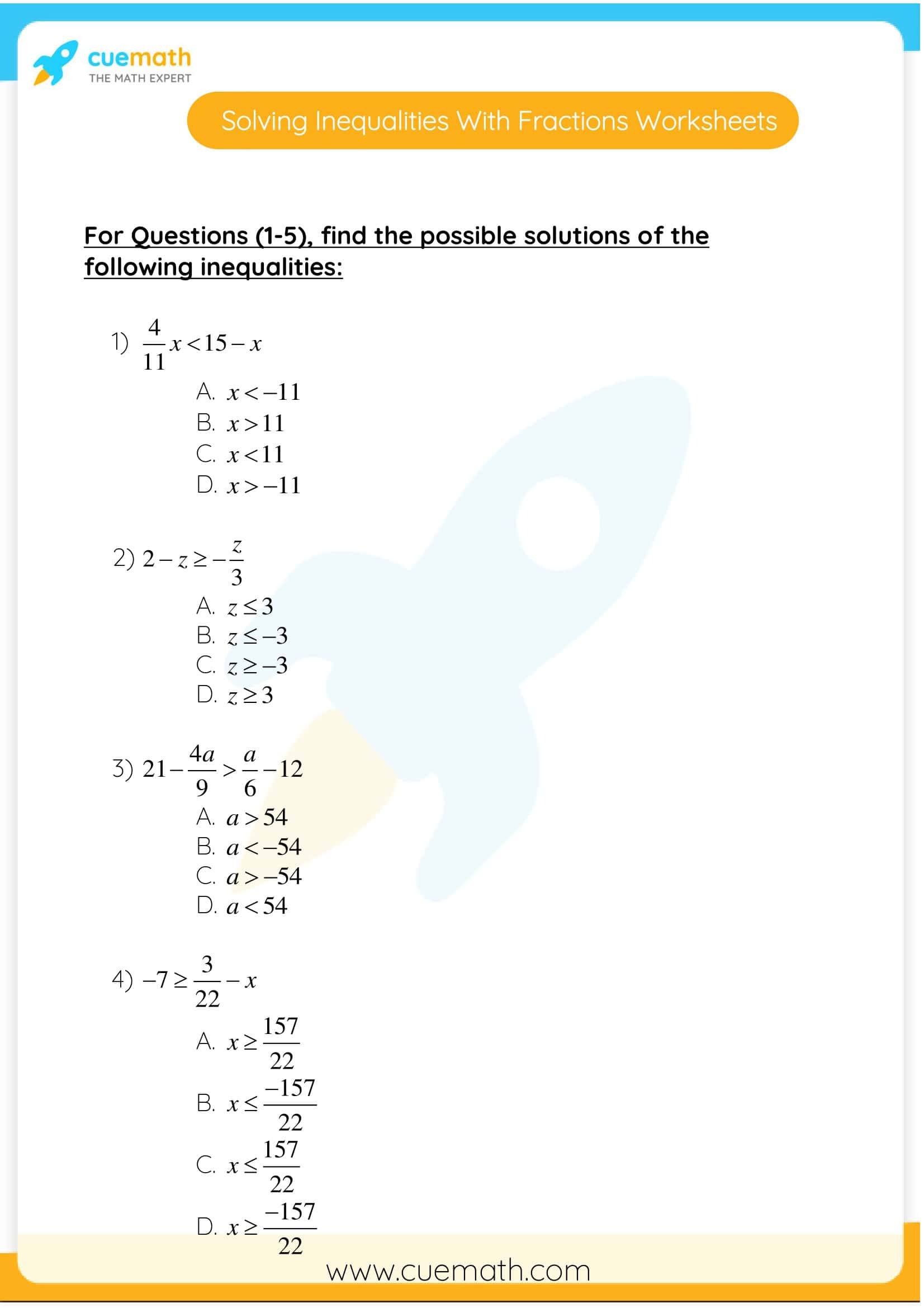 Free Printable Solving Inequalities Worksheets [PDF] Answers