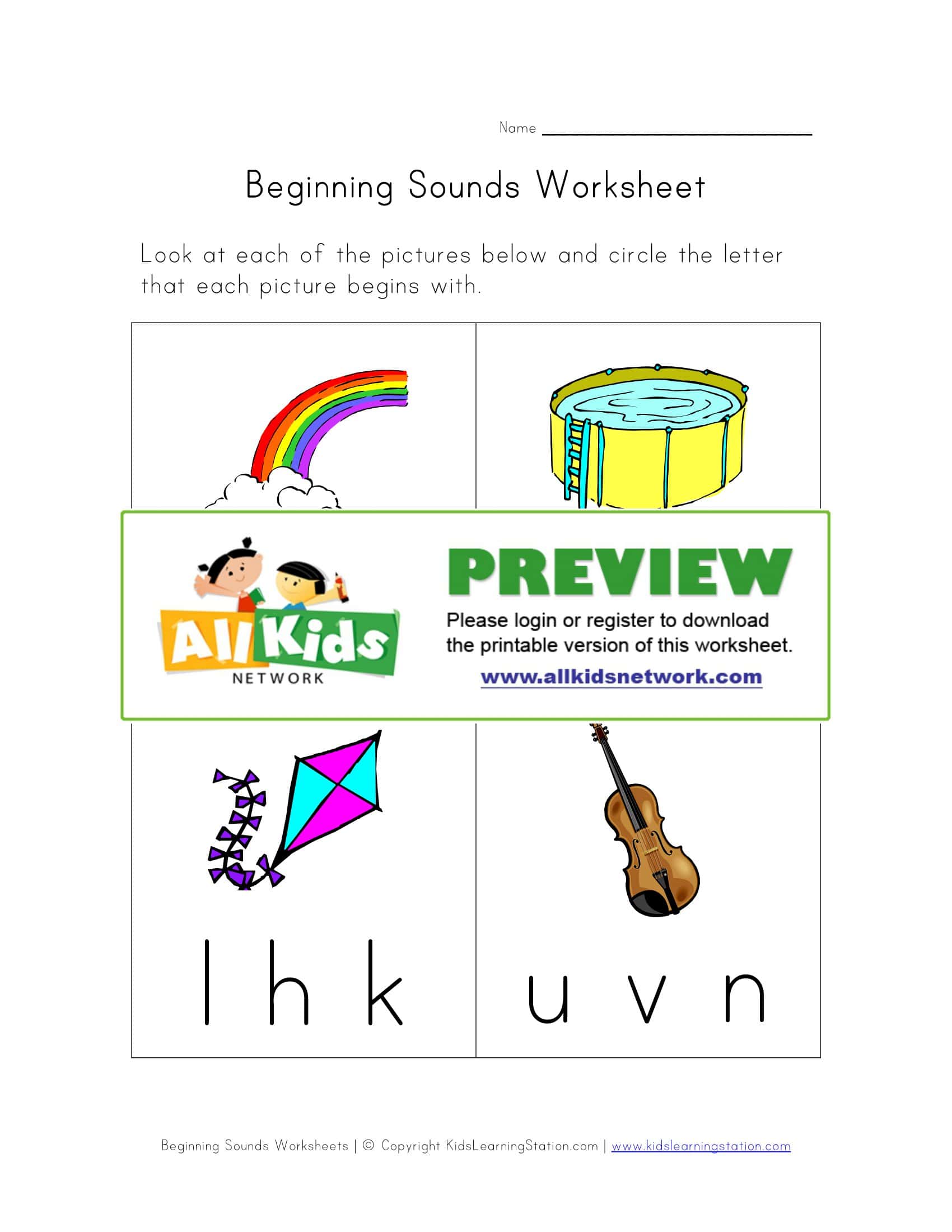 Free Printable Beginning Sounds Worksheets [PDF] Answers Winter / Fall
