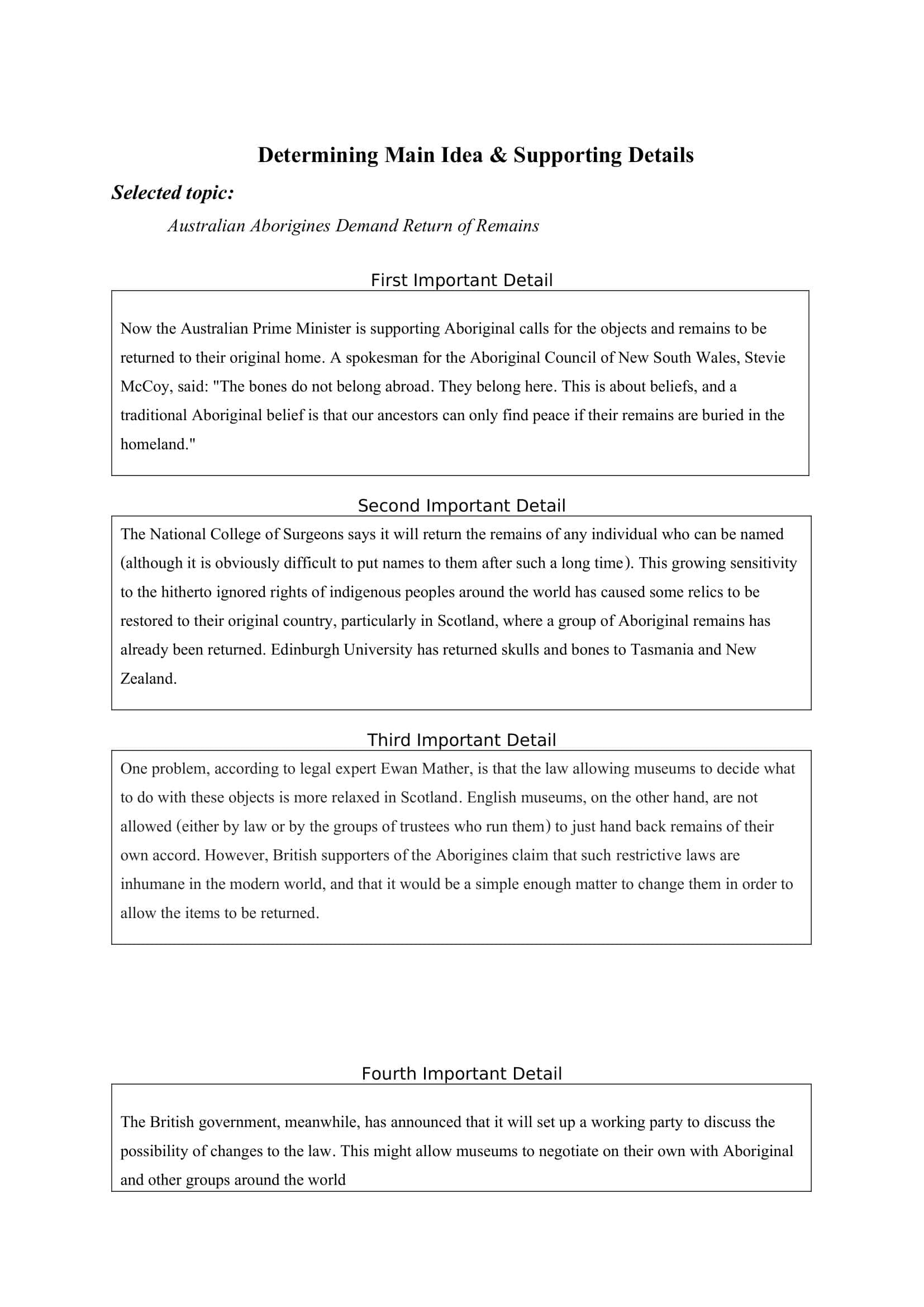 Free Printable Main Idea Worksheets [PDF] With Answers
