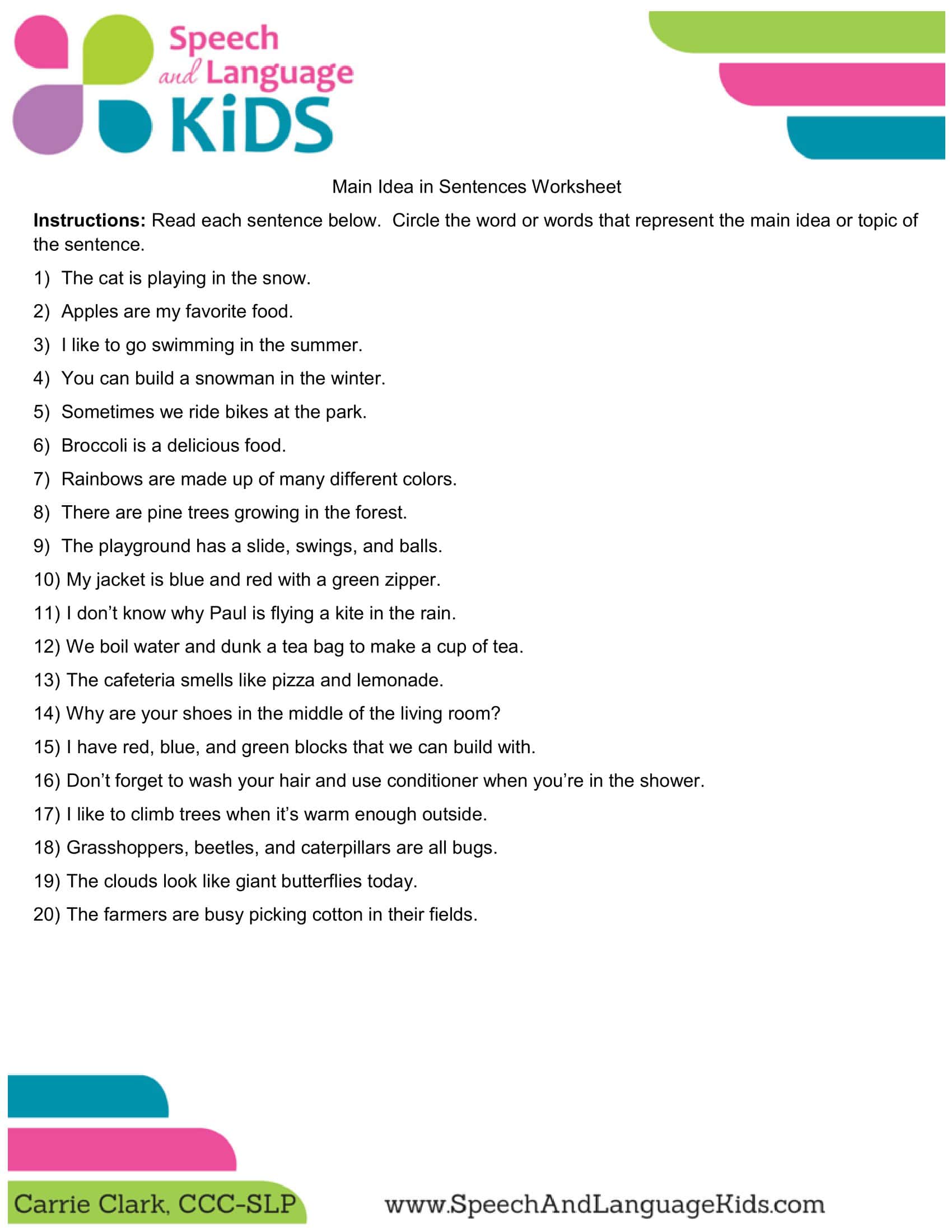 Free Printable Main Idea Worksheets [PDF] With Answers
