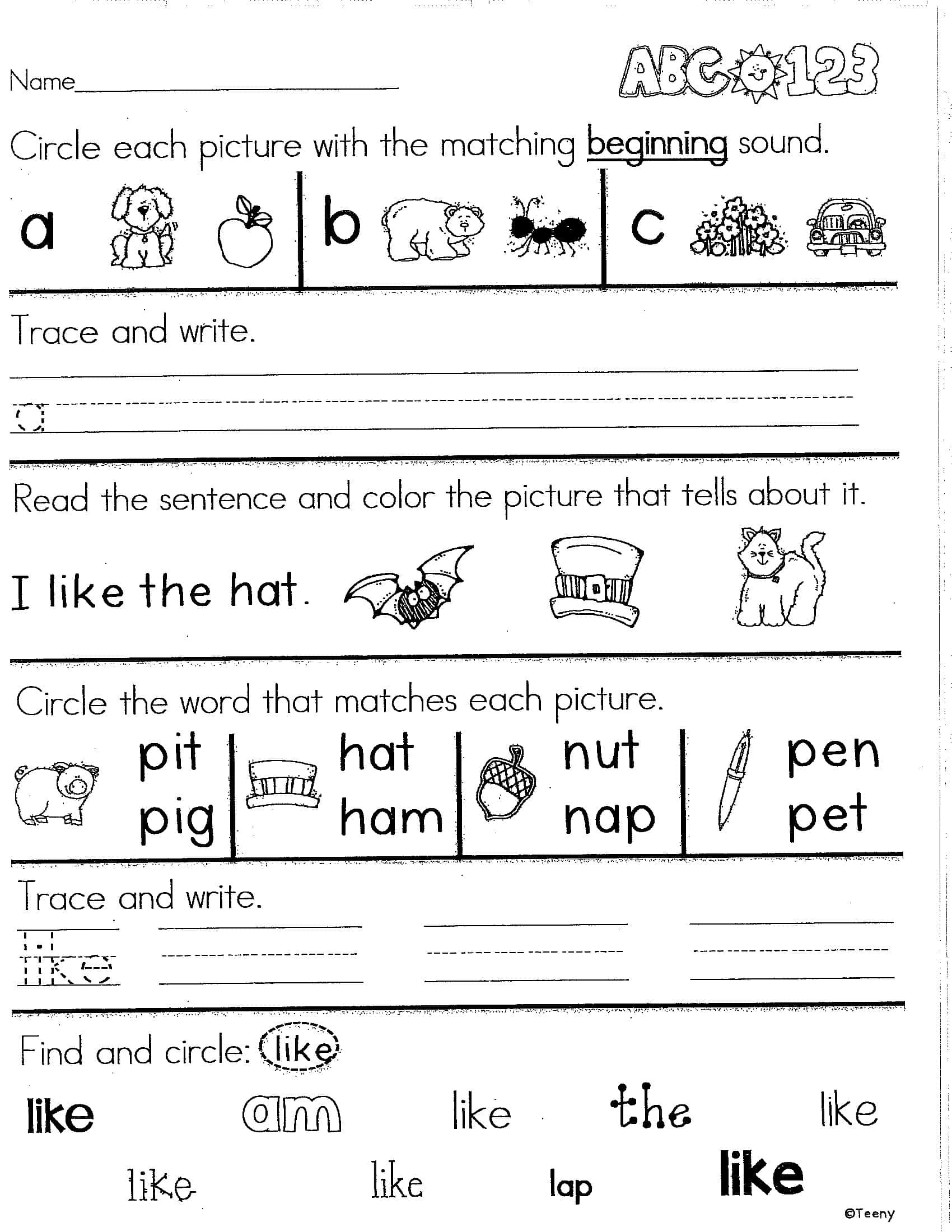 Free Printable Beginning Sounds Worksheets [PDF] Answers Winter / Fall