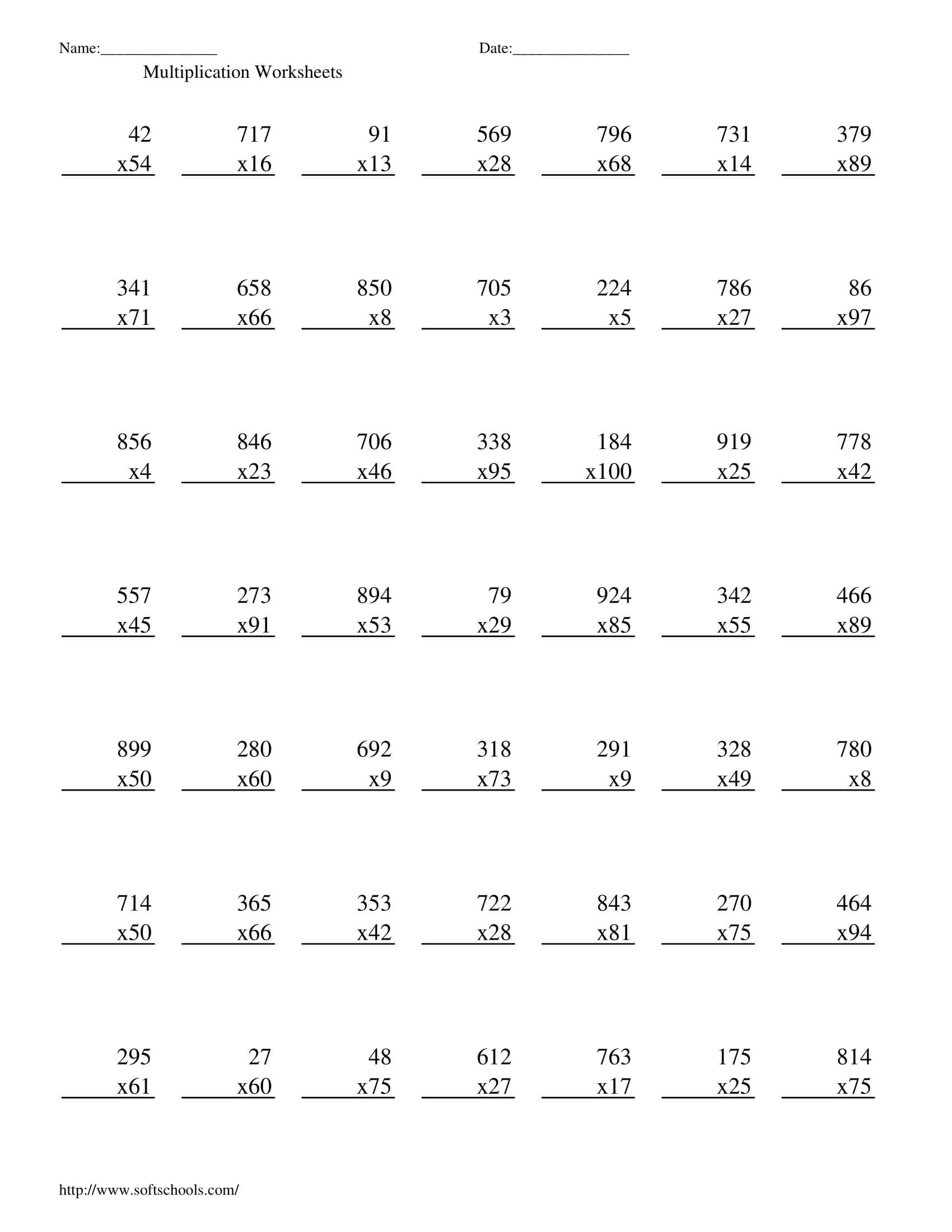 Editable Multiplication Worksheets Template Editable Multiplication Worksheets Template