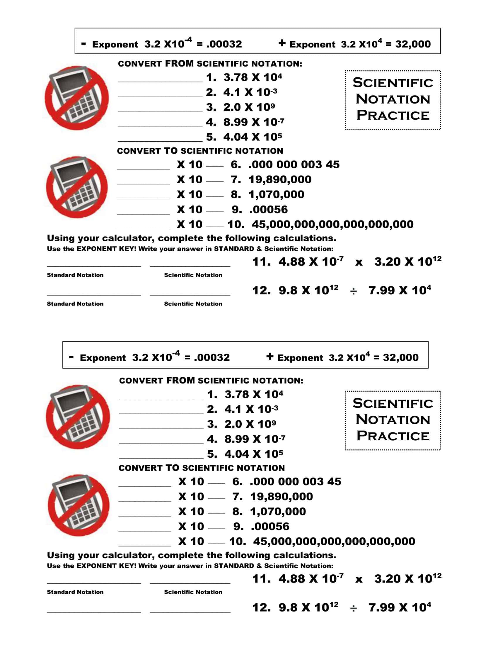 Free Printable Scientific Notation Worksheets [PDF] Answers Grade 1-12