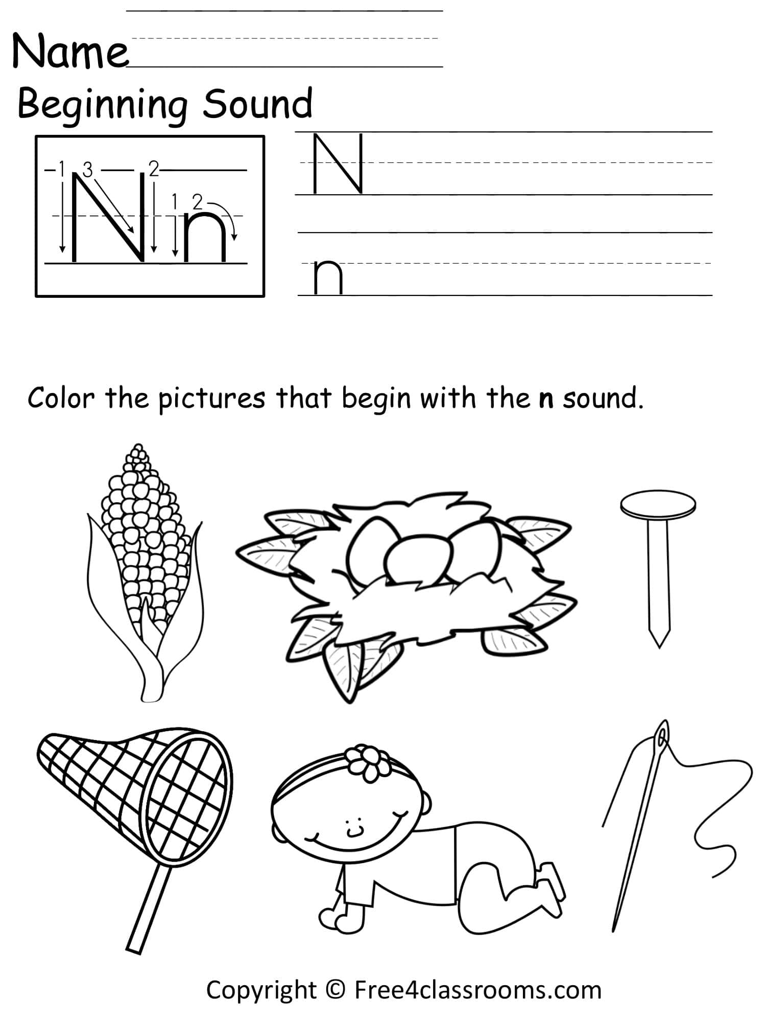Free Printable Beginning Sounds Worksheets [PDF] Answers Winter / Fall