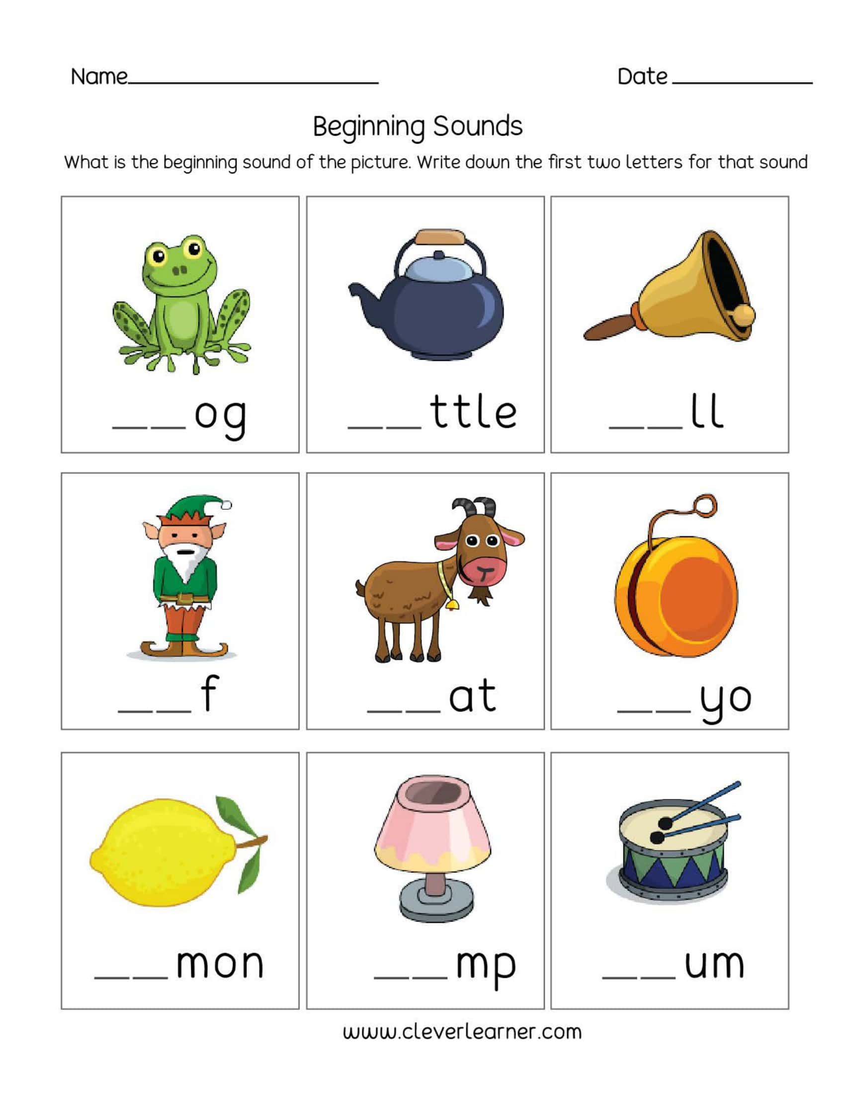 Free Printable Beginning Sounds Worksheets [PDF] Answers Winter / Fall