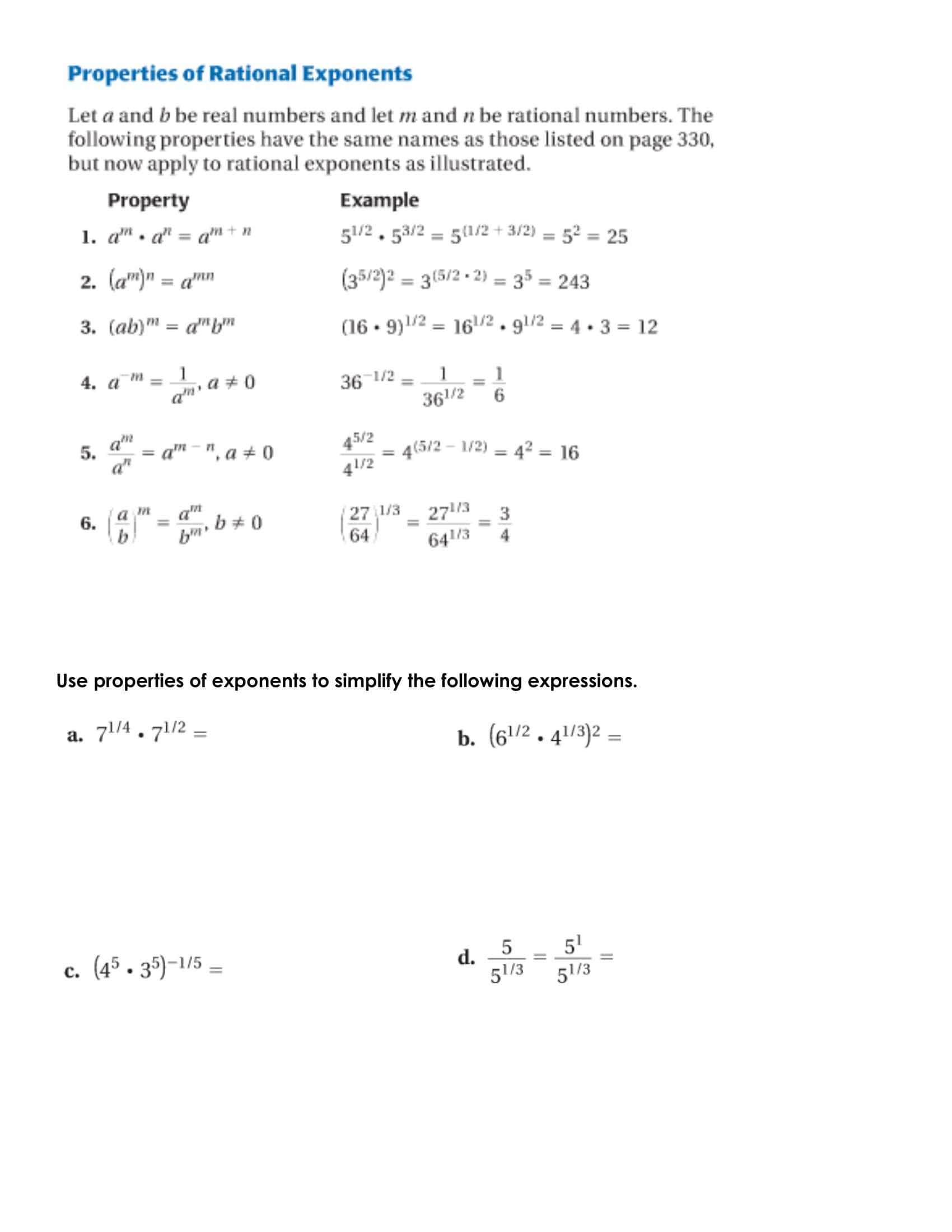 Free Printable Exponent Rules Worksheets [PDF] Answers Grade 1-12